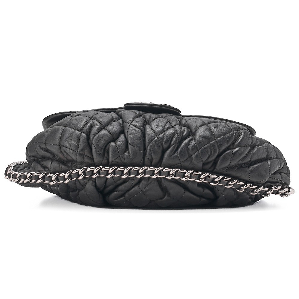 Lambskin Matelassé Chain Around Shoulder Bag, Black — view 5