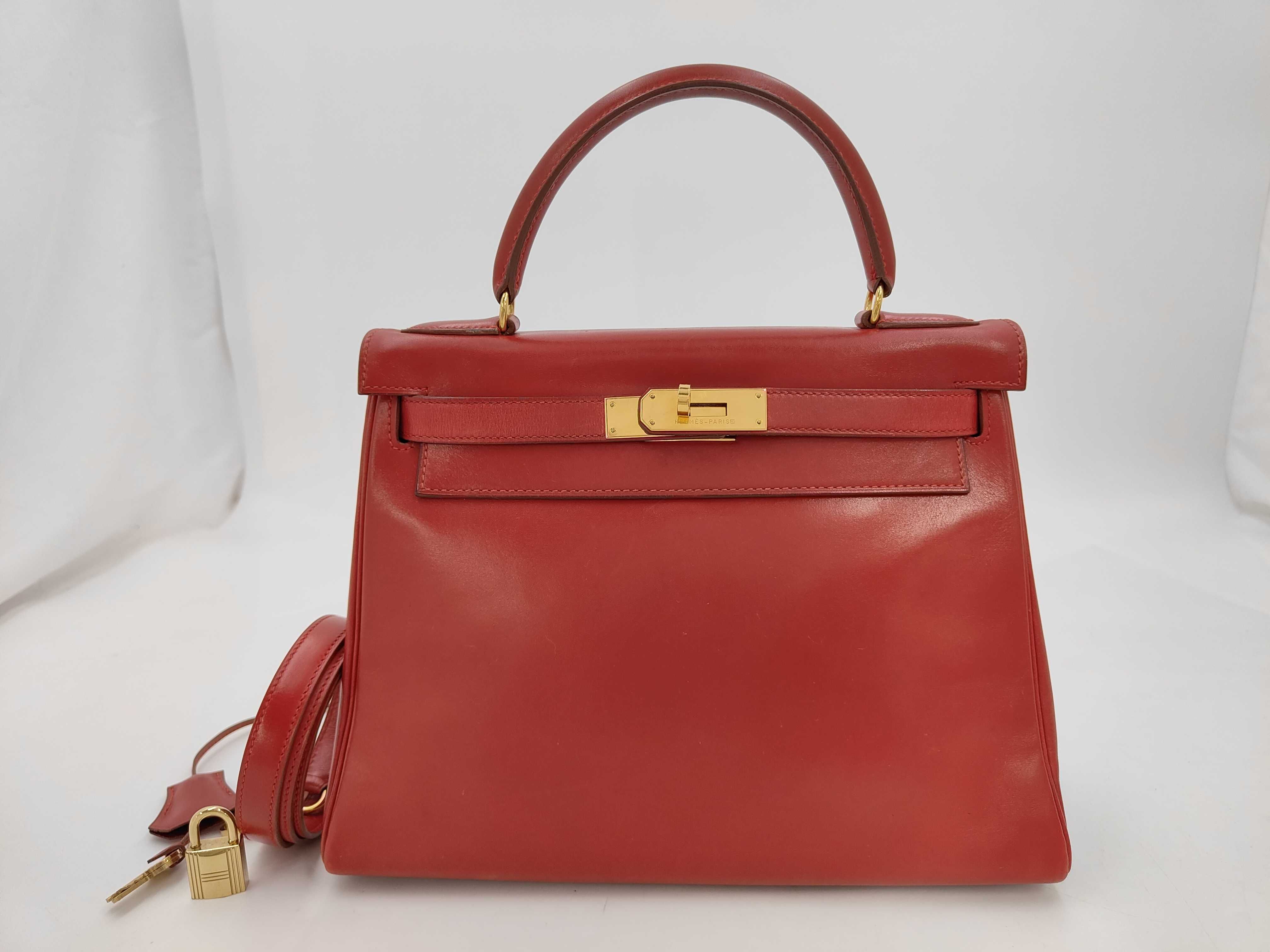 Kelly 28 Retourne Box Calf Gold Hardware W Stamp Handbag