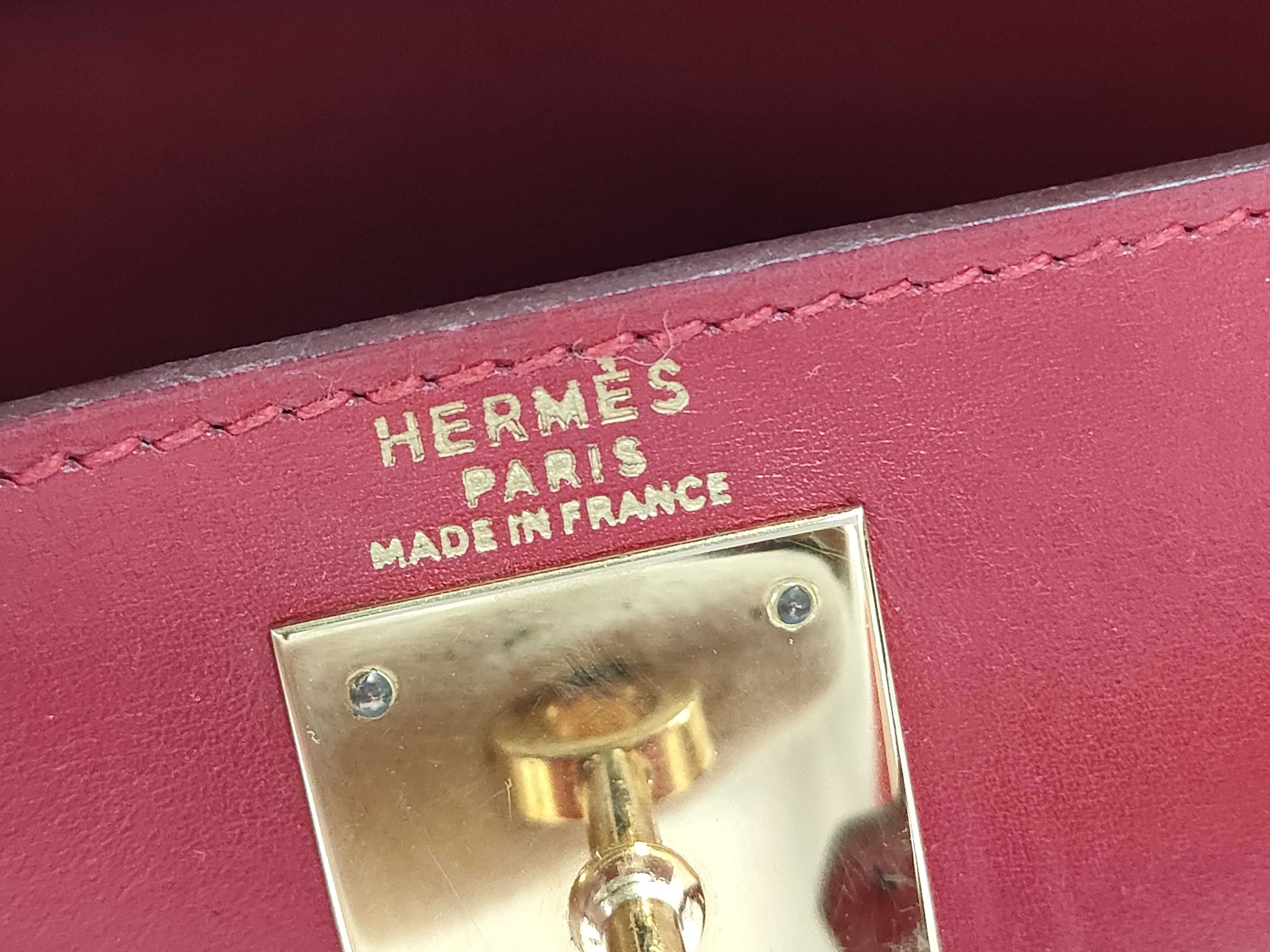 Kelly 28 Retourne Box Calf Gold Hardware W Stamp Handbag — view 9