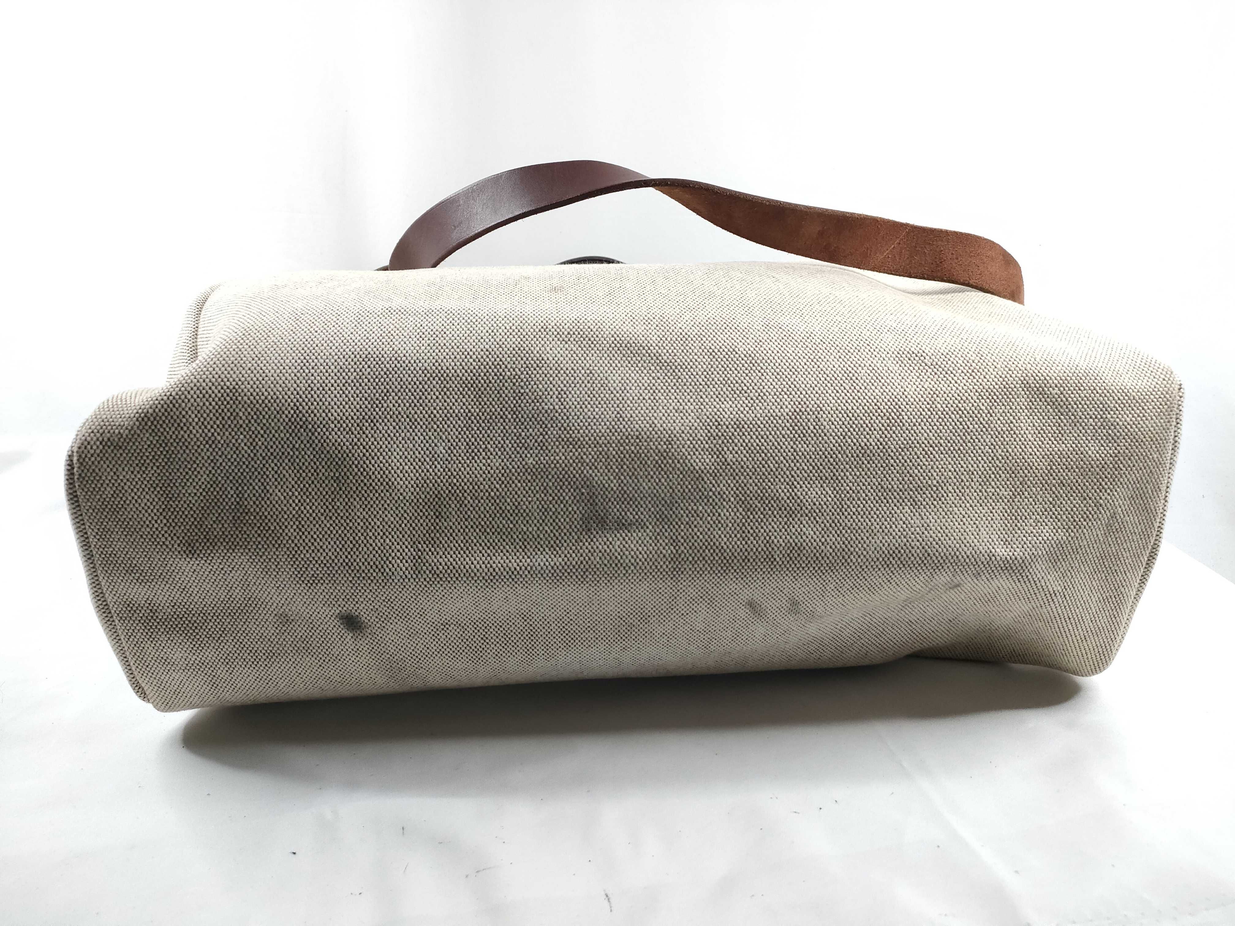 Herbag MM Toile H x Vache Hunter Beige Gold Hardware E: 2001 Handbag — view 6