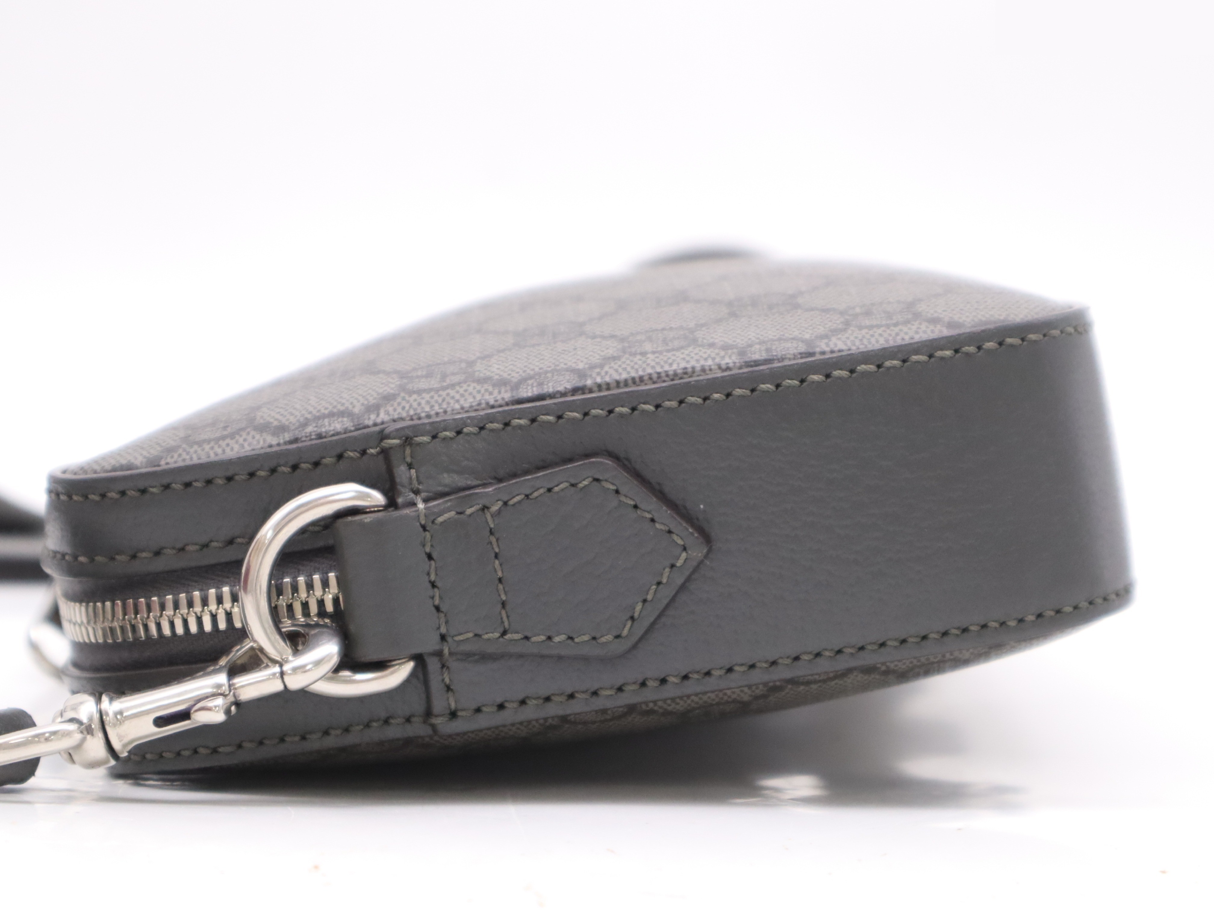 GG Supreme Ophidia GG Shoulder Bag, Gray, Silver Hardware — view 3