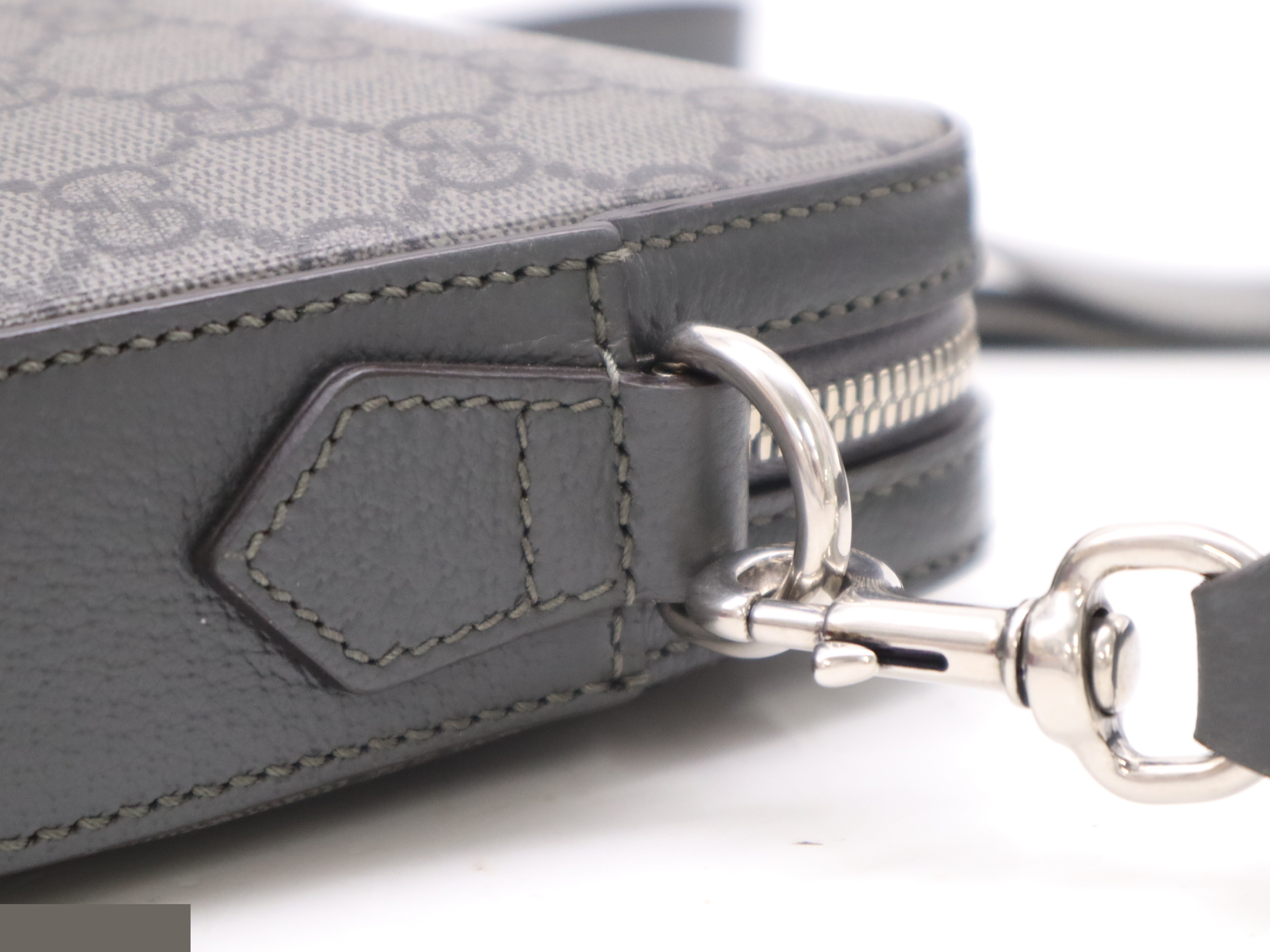 GG Supreme Ophidia GG Shoulder Bag, Gray, Silver Hardware — view 7