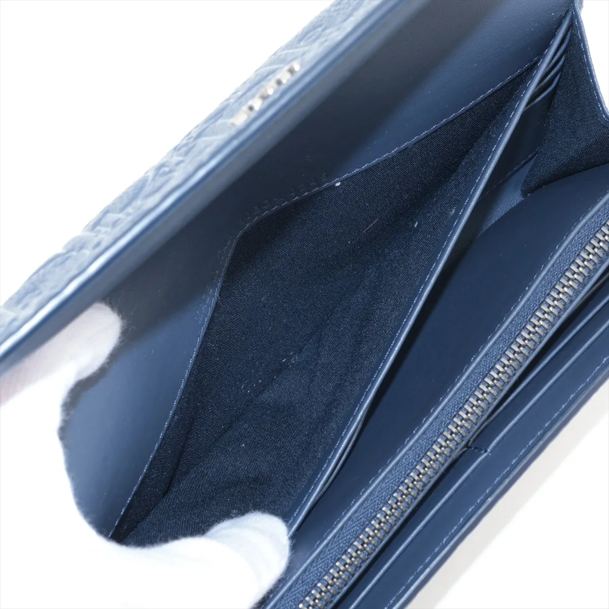 Gravity Leather Long Wallet, Navy — view 4
