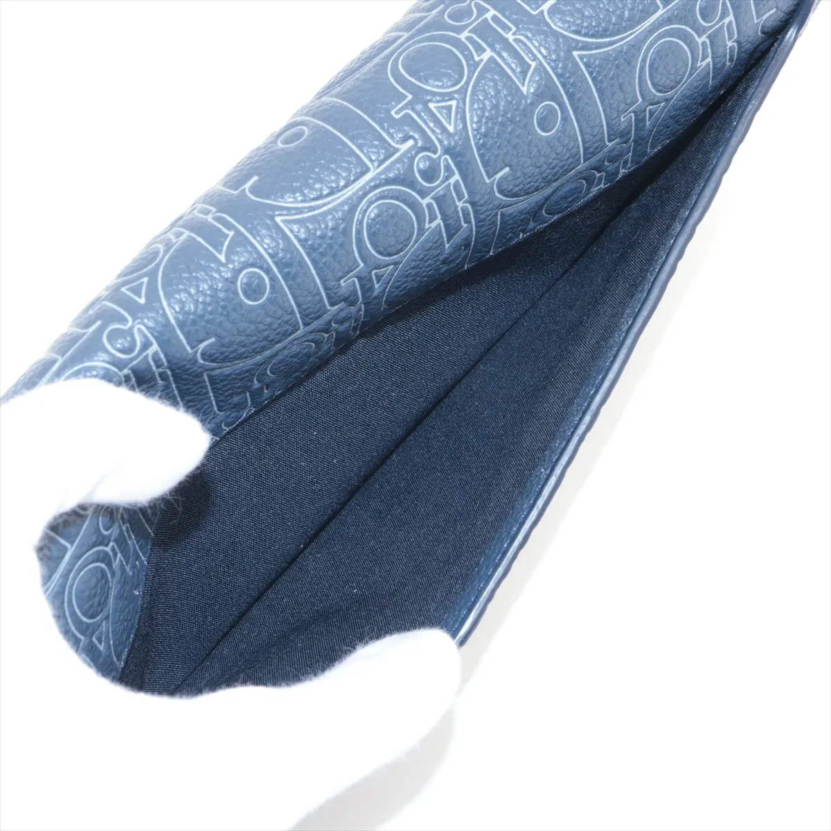 Gravity Leather Long Wallet, Navy — view 7