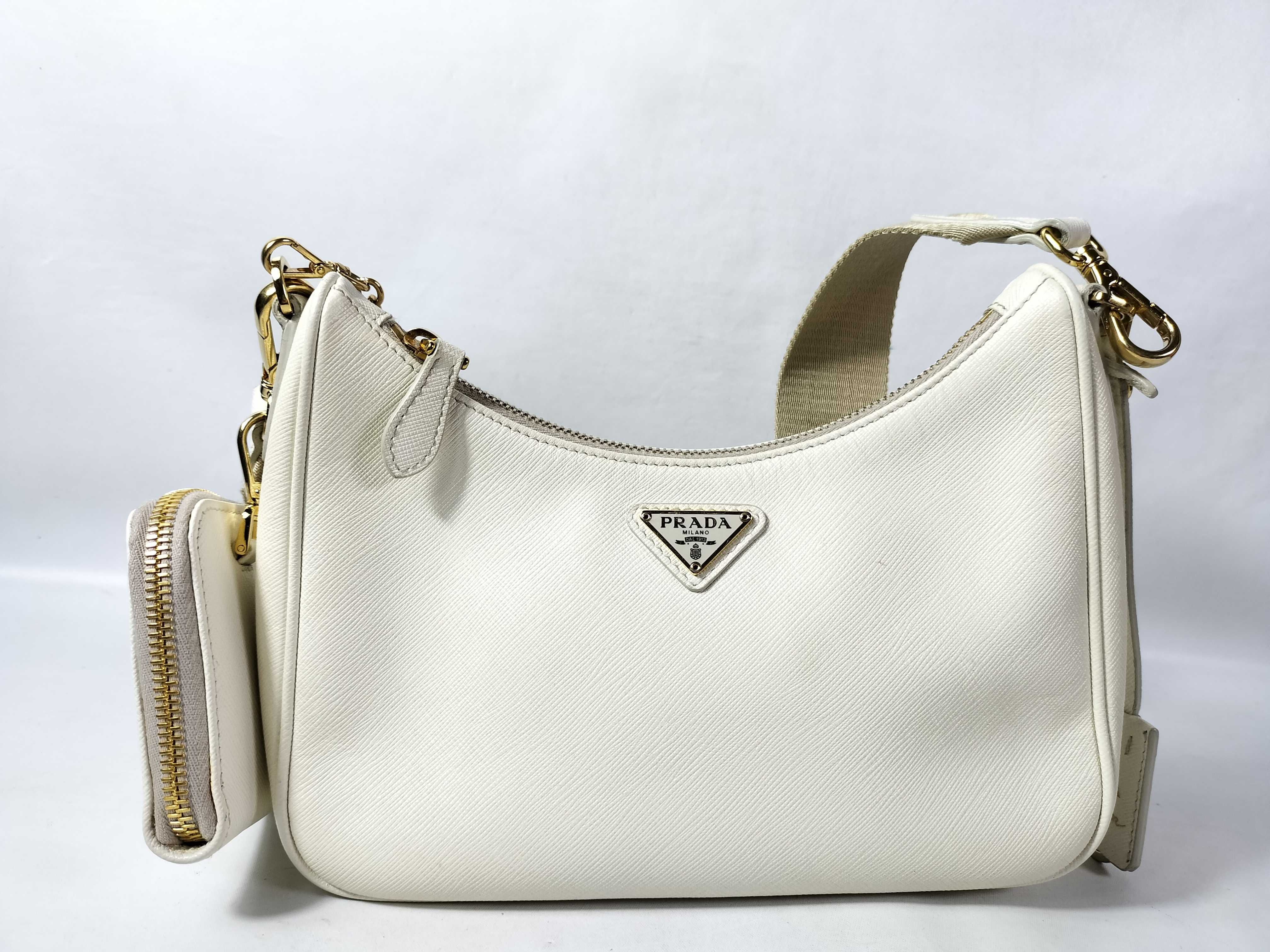 Saffiano White 2-way Shoulder Bag 1BH204