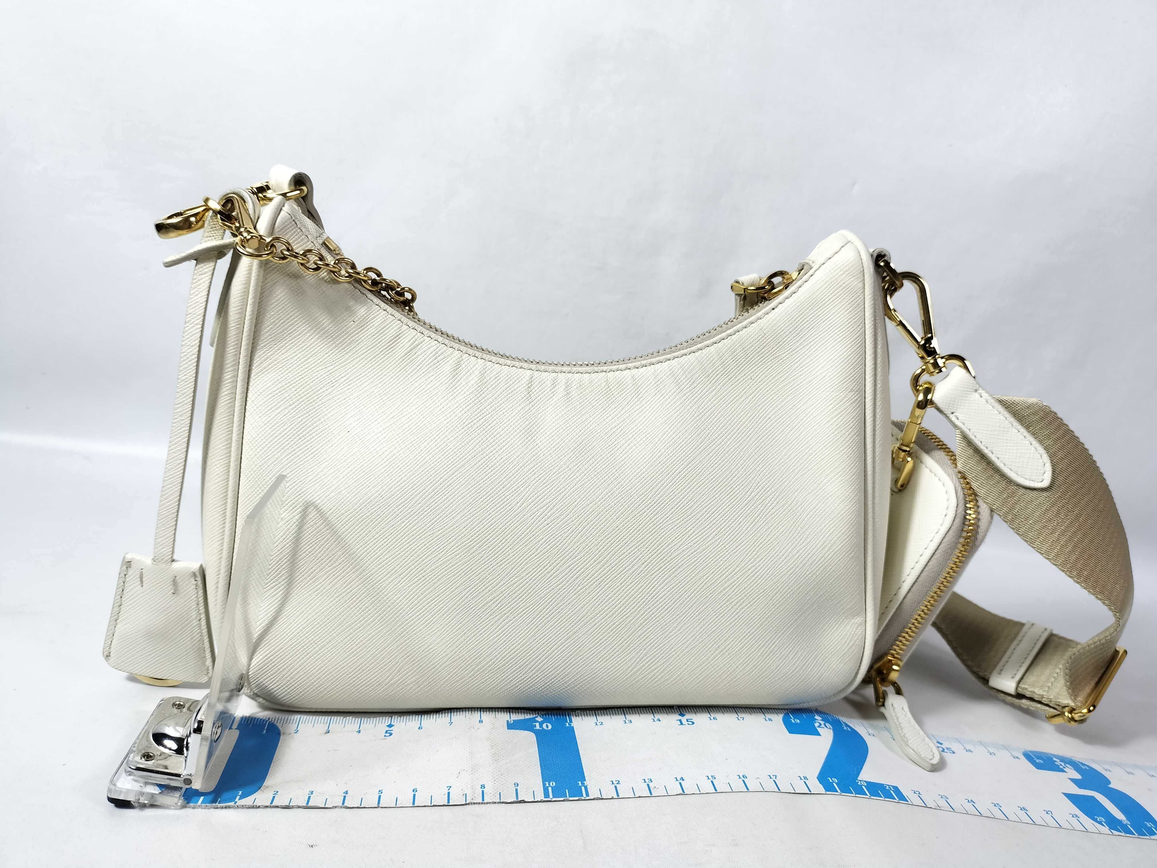 Saffiano White 2-way Shoulder Bag 1BH204 — view 2
