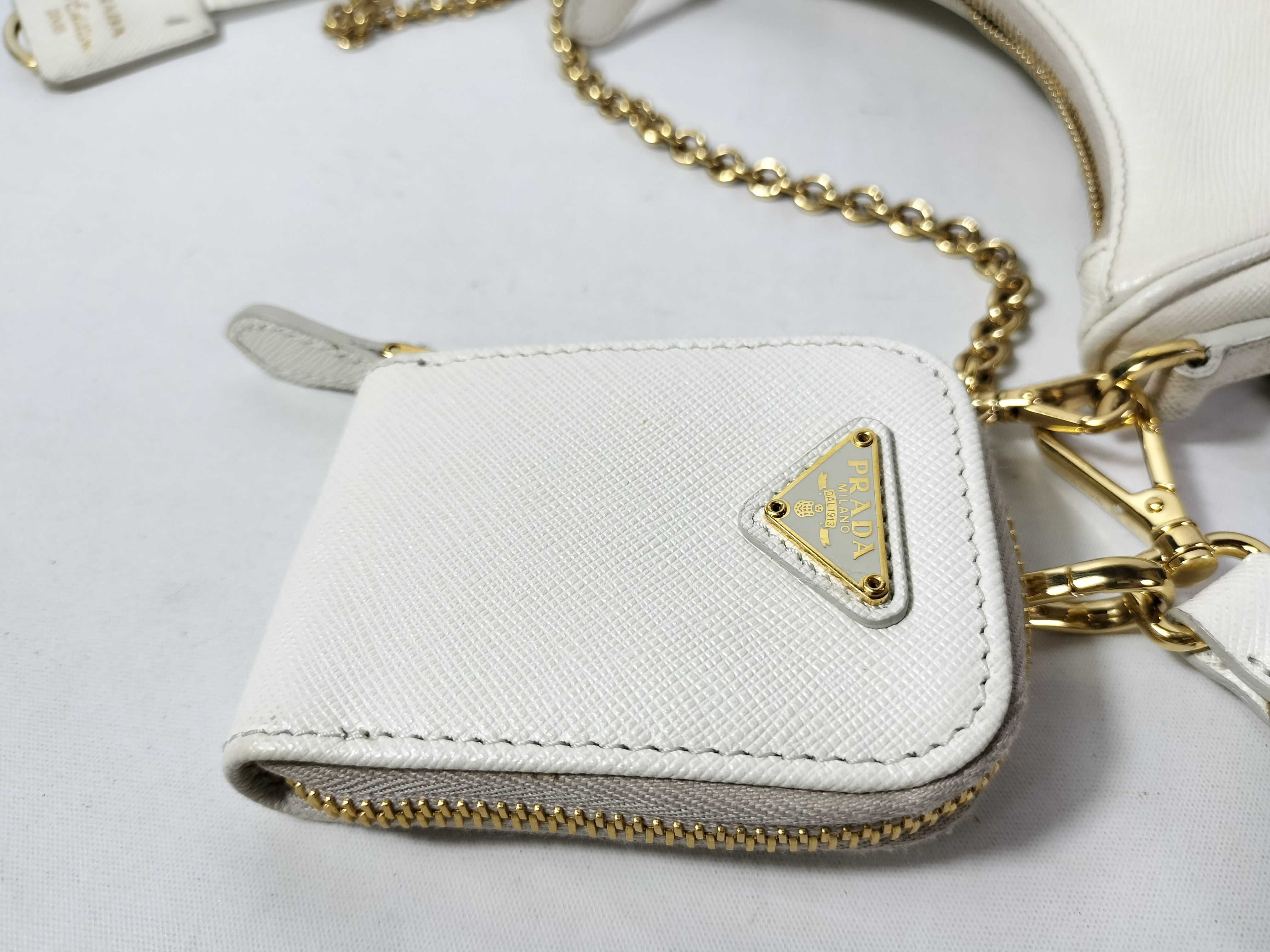Saffiano White 2-way Shoulder Bag 1BH204 — view 12