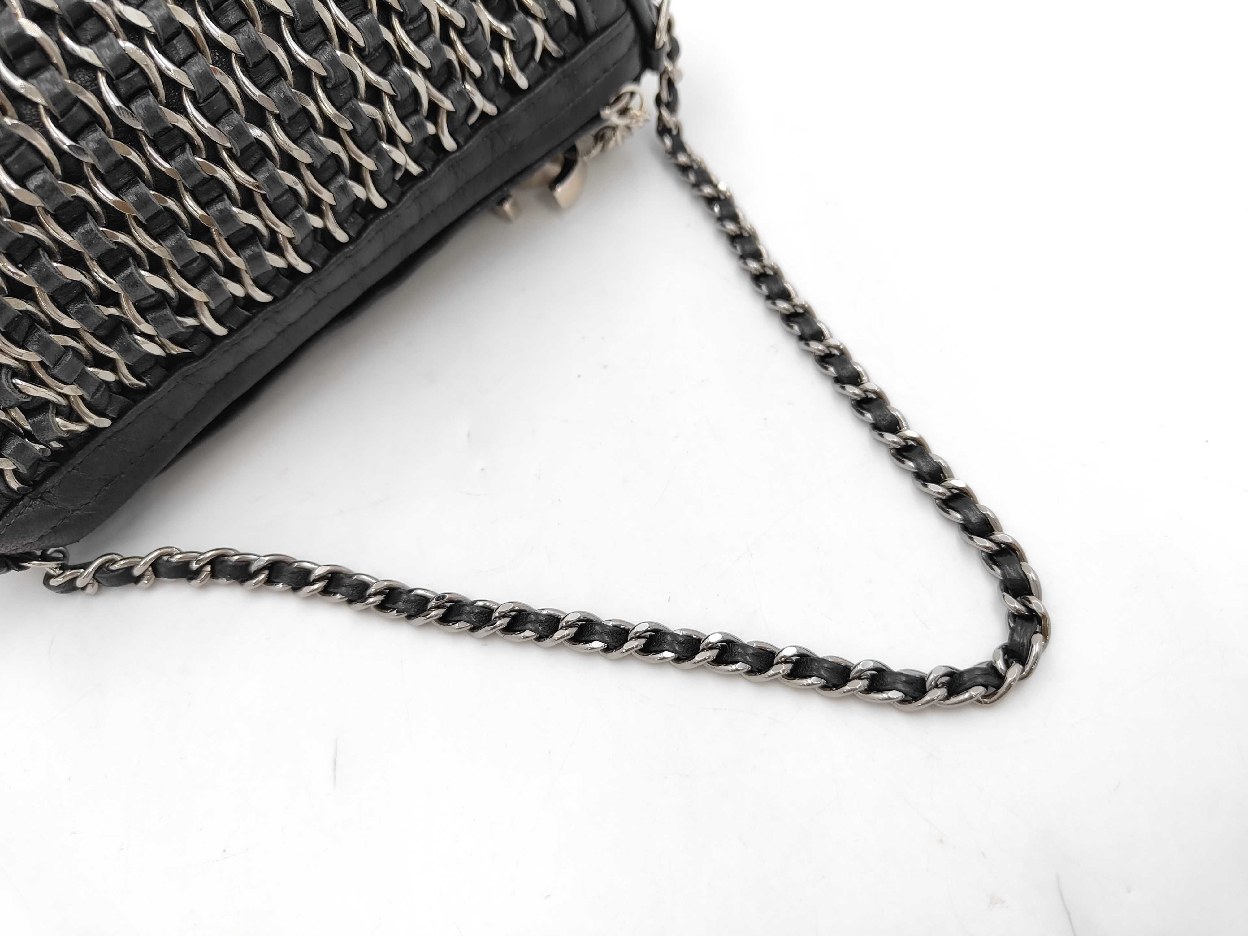 Chain Handbag, Lambskin, Silver, Black Handbag — view 4