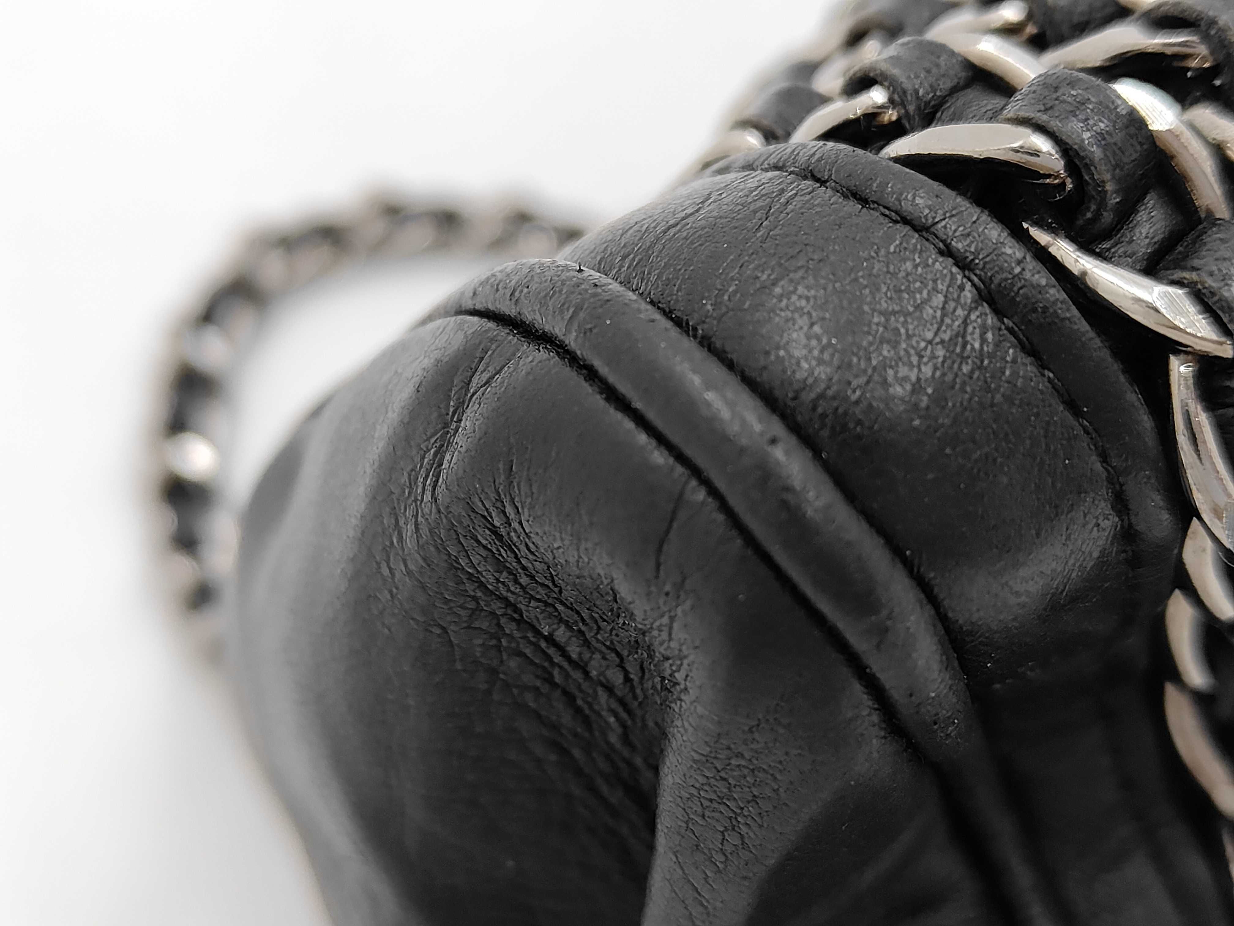Chain Handbag, Lambskin, Silver, Black Handbag — view 6