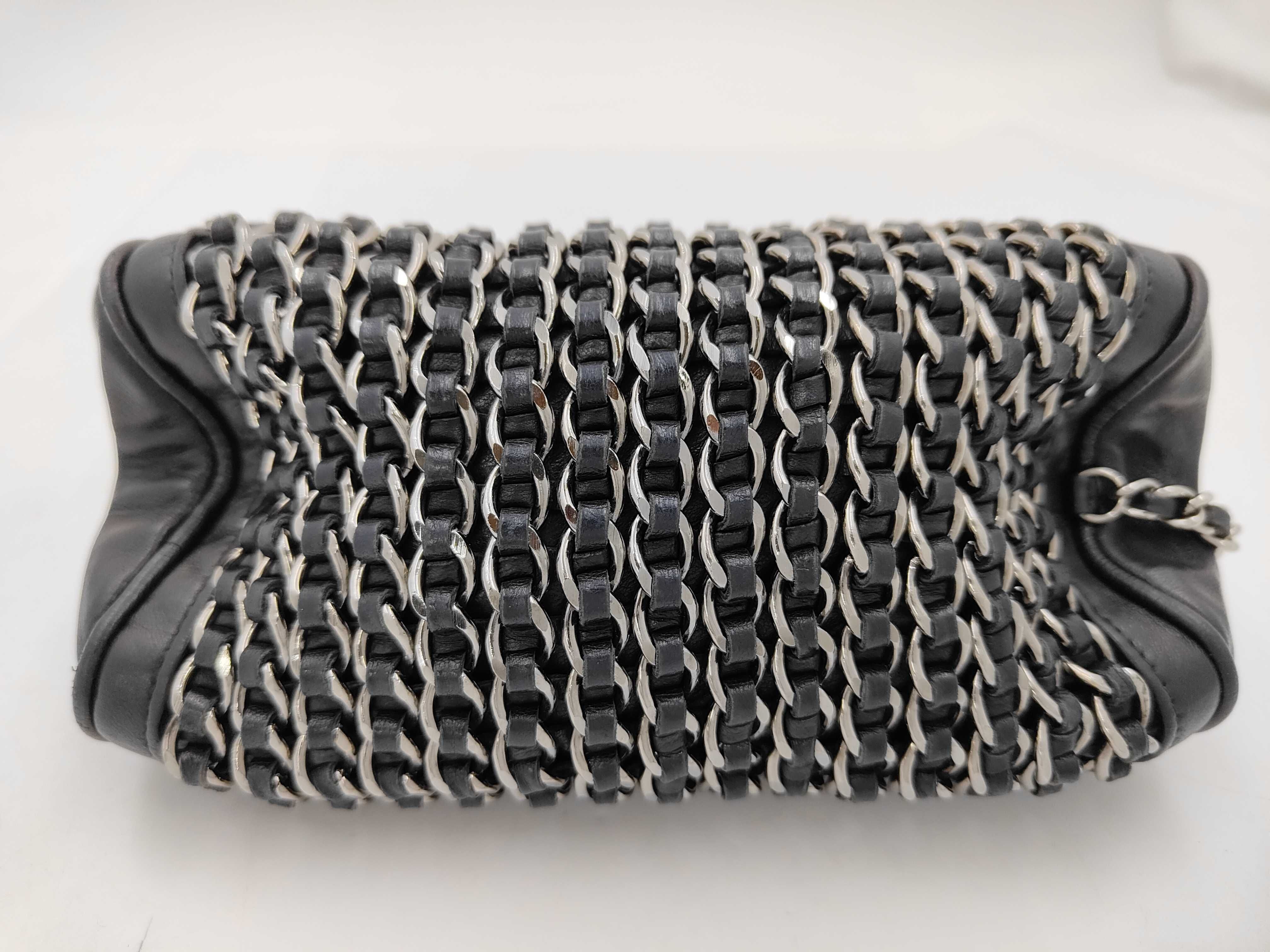Chain Handbag, Lambskin, Silver, Black Handbag — view 7