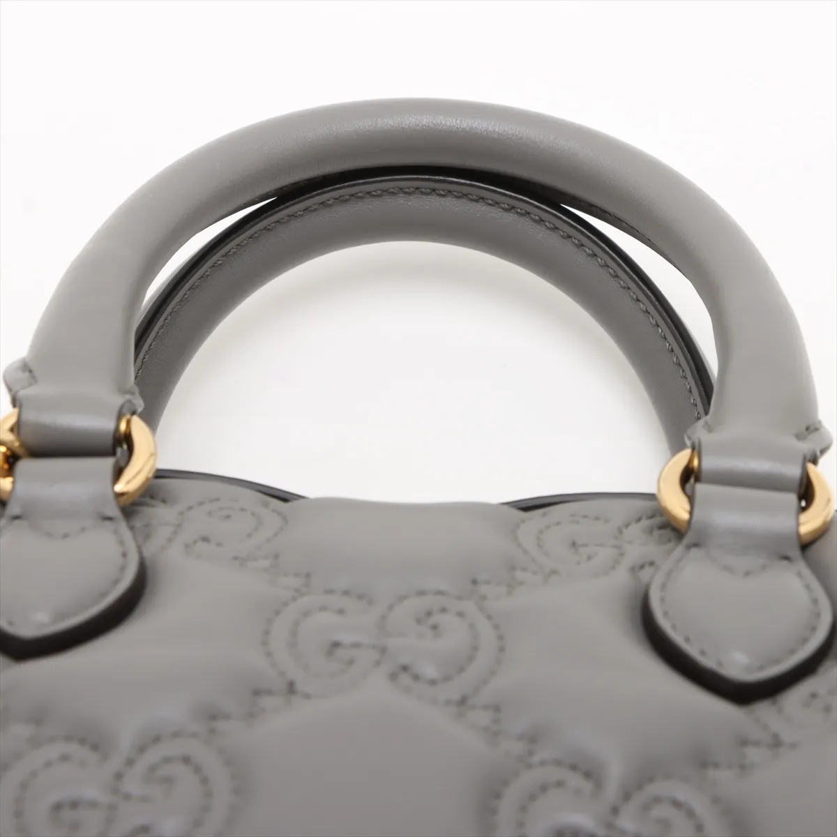 GG Matelassé Leather 2-Way Handbag, Gray, 702251 — view 6