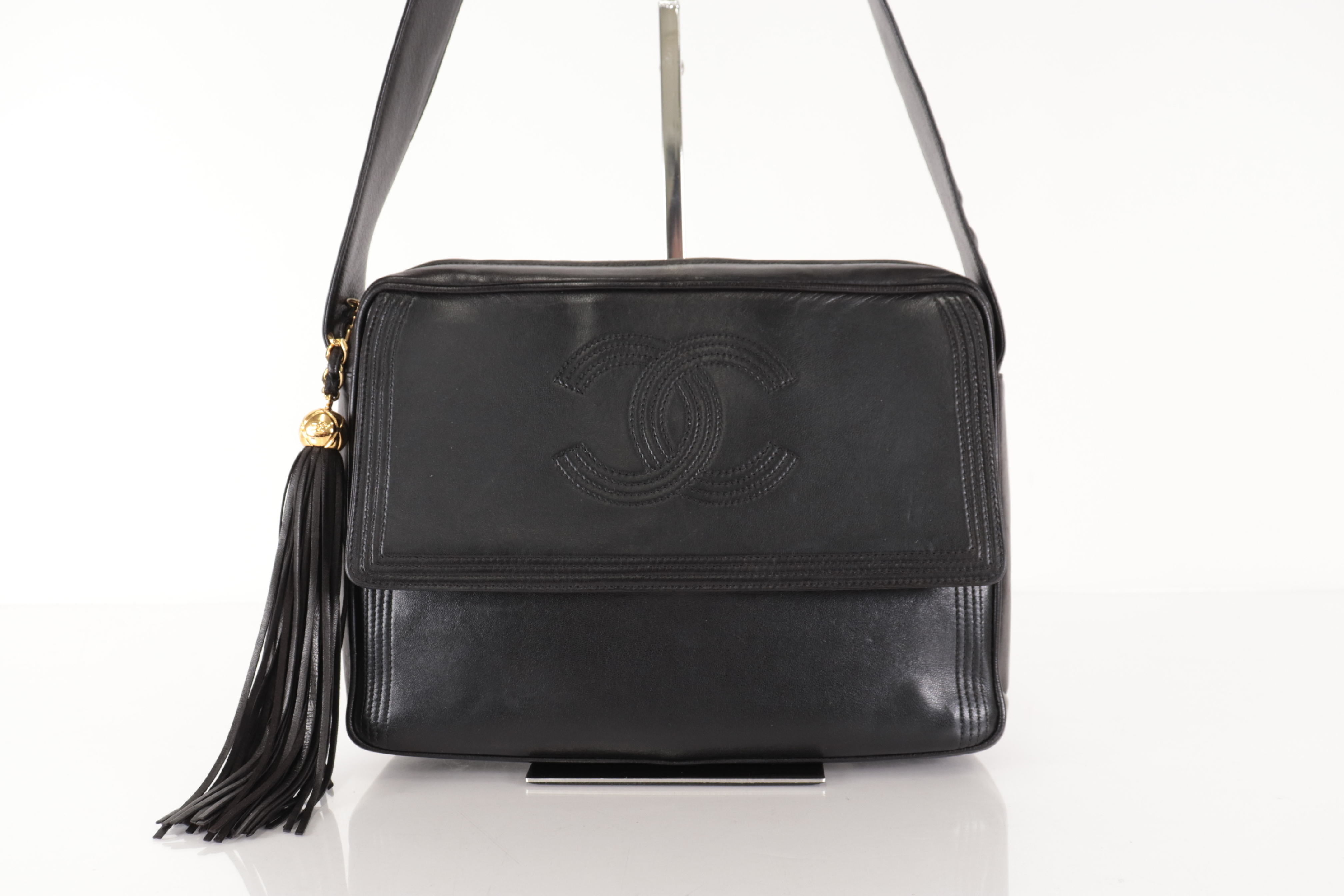 Lambskin Coco Mark Fringe Chain Shoulder Bag (Series 3) — view 2
