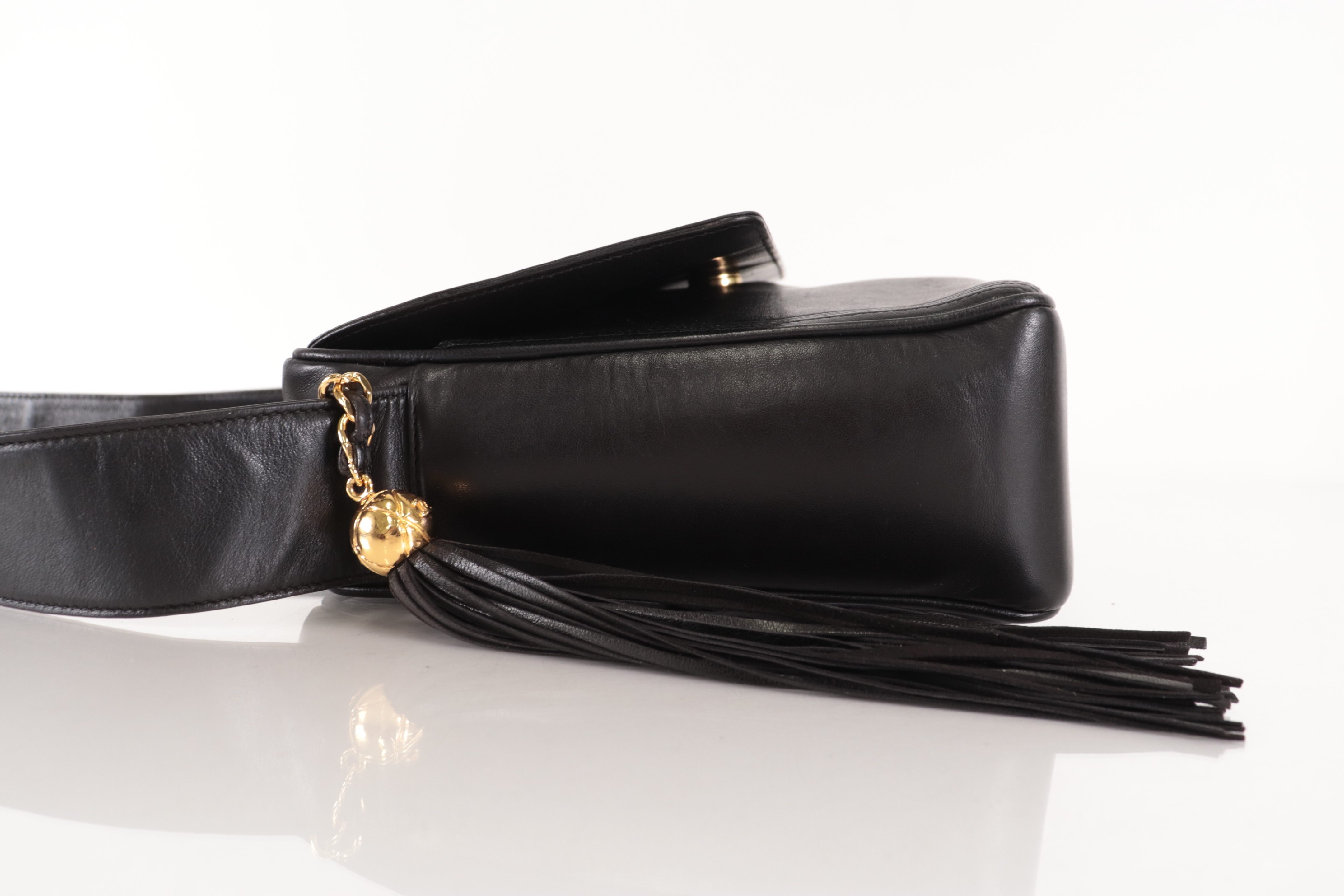 Lambskin Coco Mark Fringe Chain Shoulder Bag (Series 3) — view 4