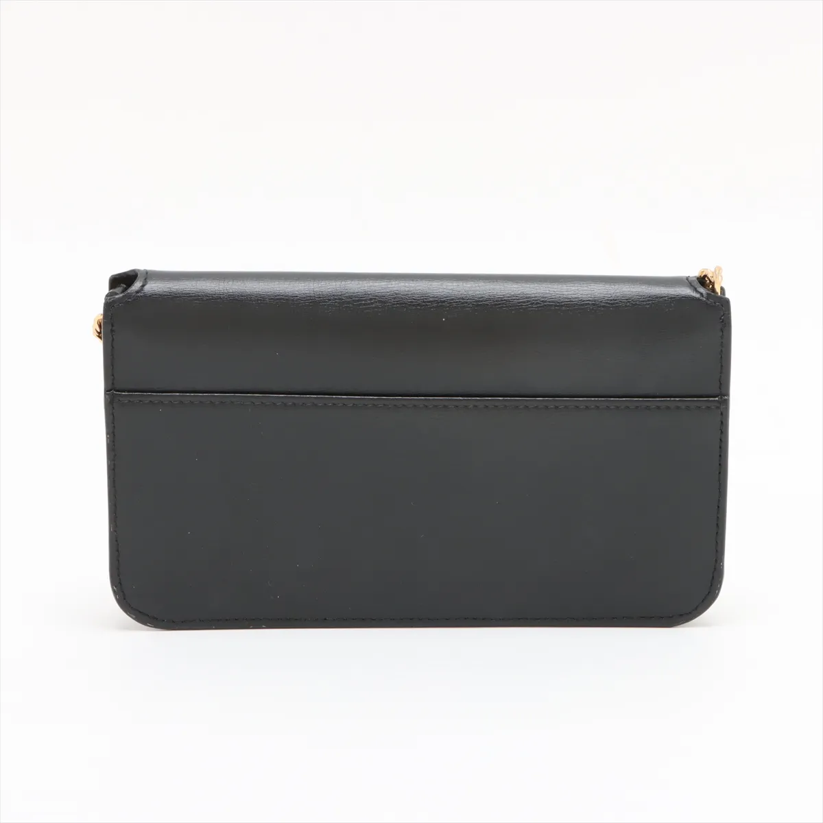 Leather Chain Shoulder Bag Black 635095 — view 2
