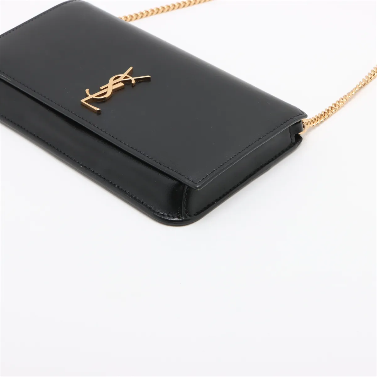 Leather Chain Shoulder Bag Black 635095 — view 3