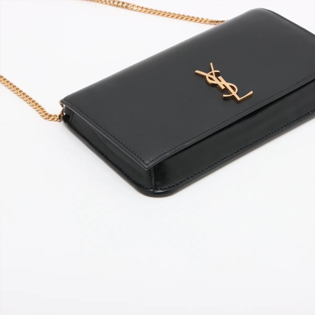 Leather Chain Shoulder Bag Black 635095 — view 4