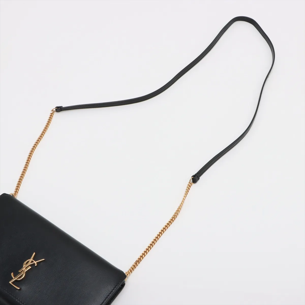 Leather Chain Shoulder Bag Black 635095 — view 5