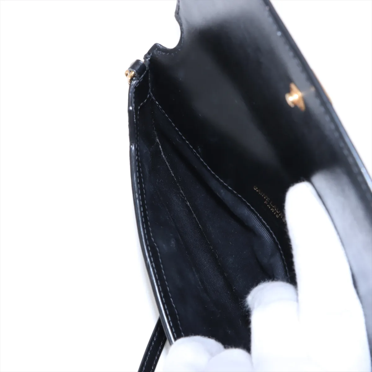 Leather Chain Shoulder Bag Black 635095 — view 7
