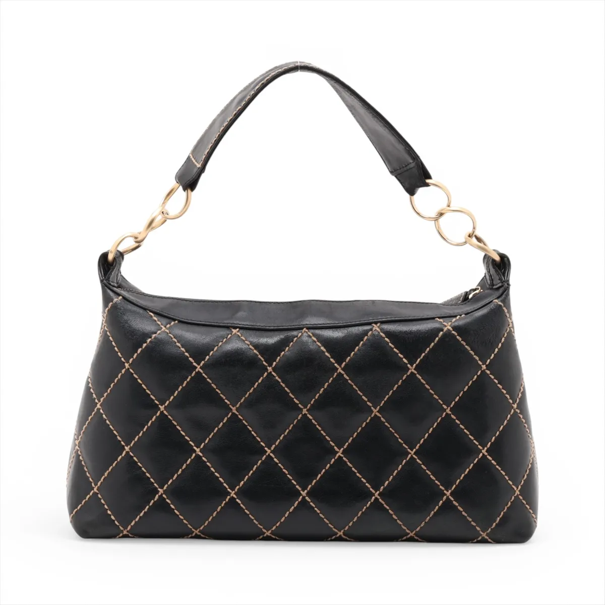 Wild Stitch Leather Shoulder Bag, Black with Gold Hardware, 8046895, Series 8 — view 2