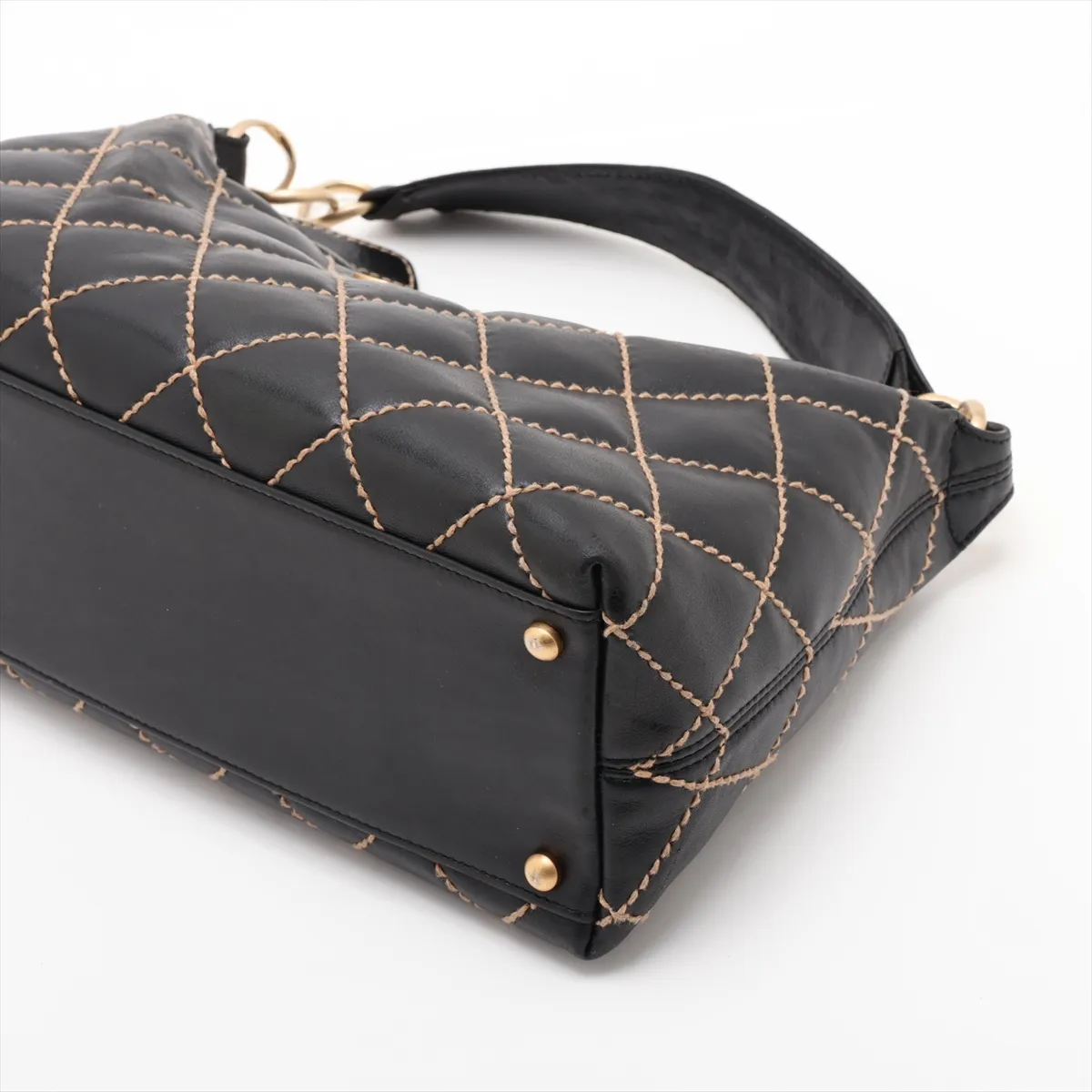 Wild Stitch Leather Shoulder Bag, Black with Gold Hardware, 8046895, Series 8 — view 3