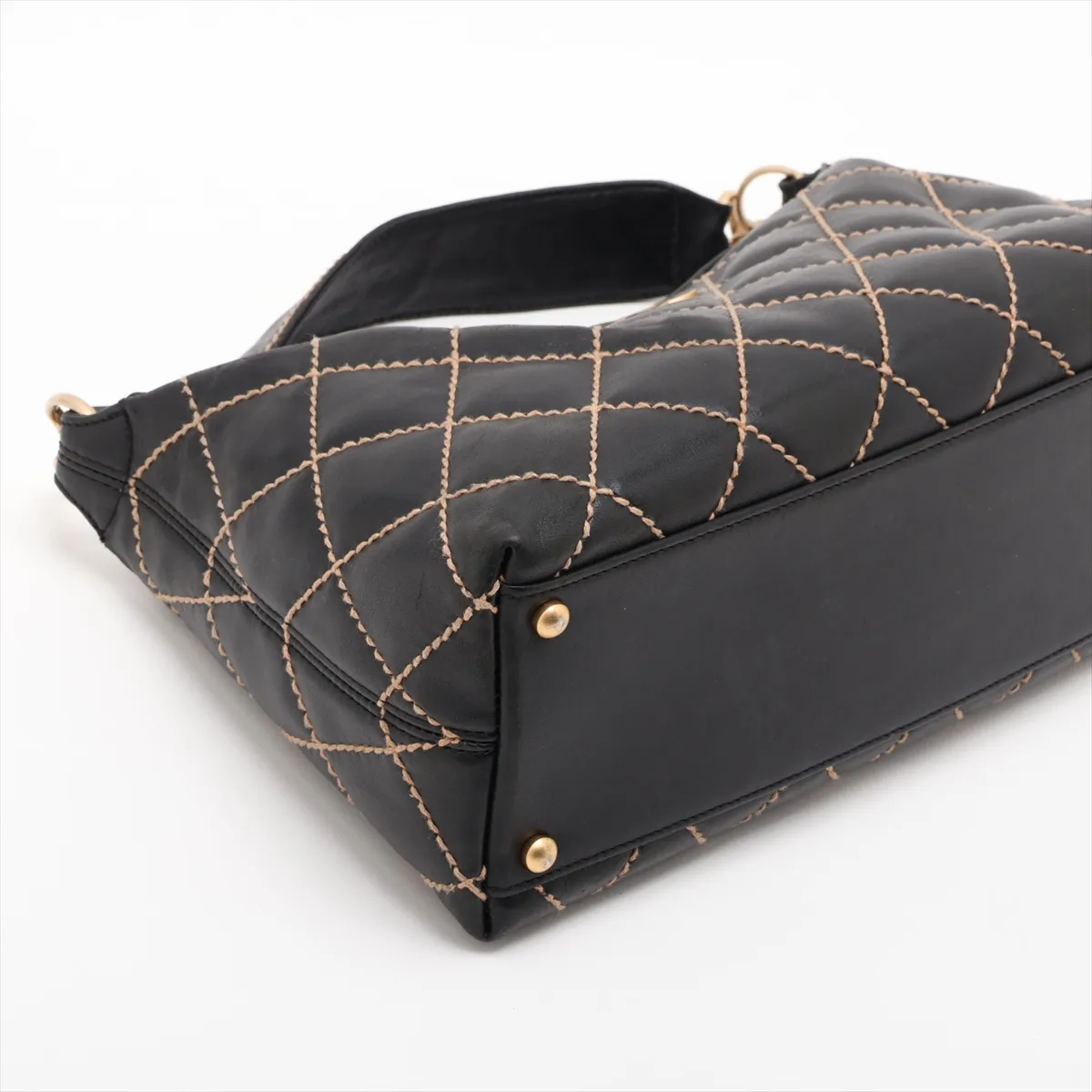Wild Stitch Leather Shoulder Bag, Black with Gold Hardware, 8046895, Series 8 — view 4
