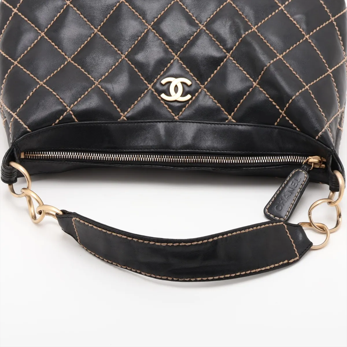 Wild Stitch Leather Shoulder Bag, Black with Gold Hardware, 8046895, Series 8 — view 5