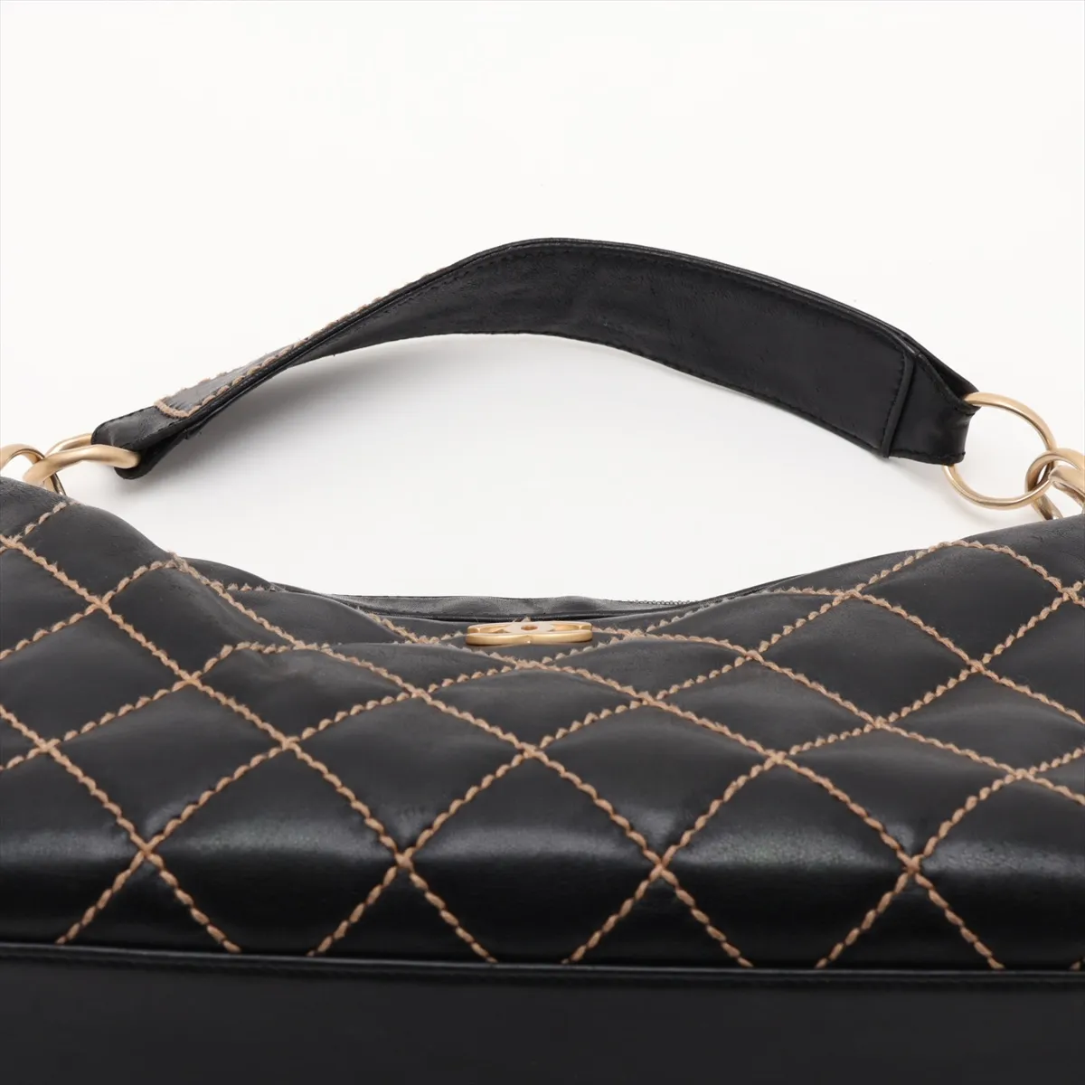Wild Stitch Leather Shoulder Bag, Black with Gold Hardware, 8046895, Series 8 — view 6