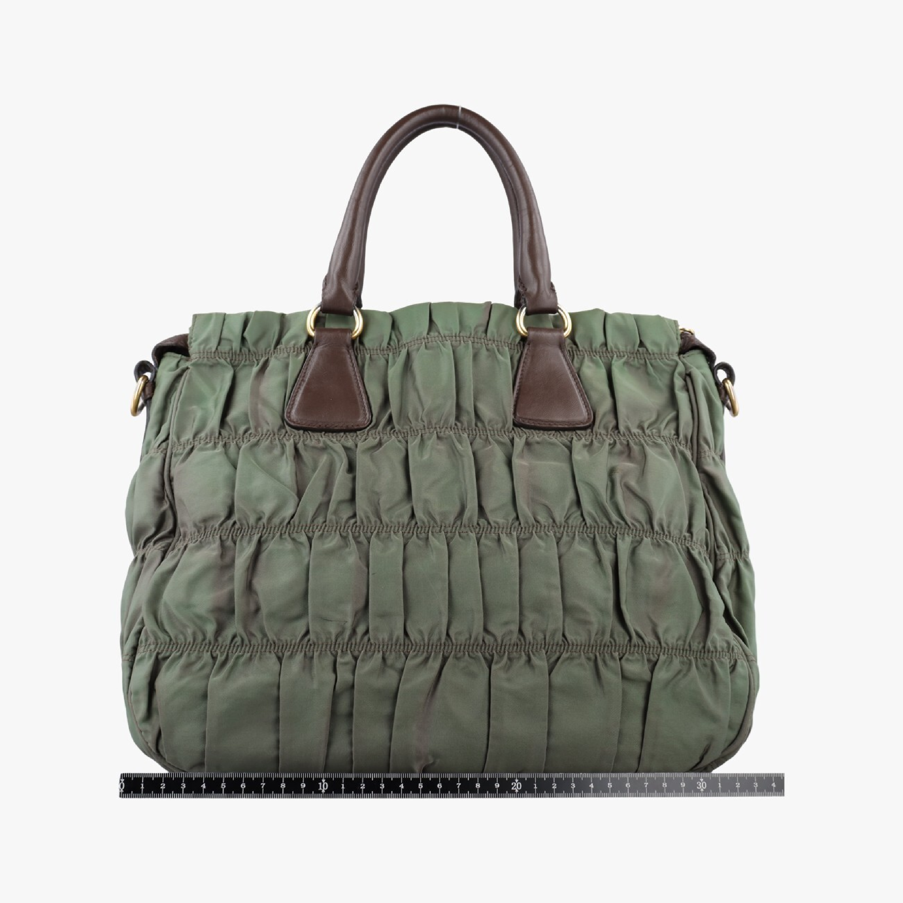 Gathered Green Nylon Shoulder Bag BN1935 31/B — view 2