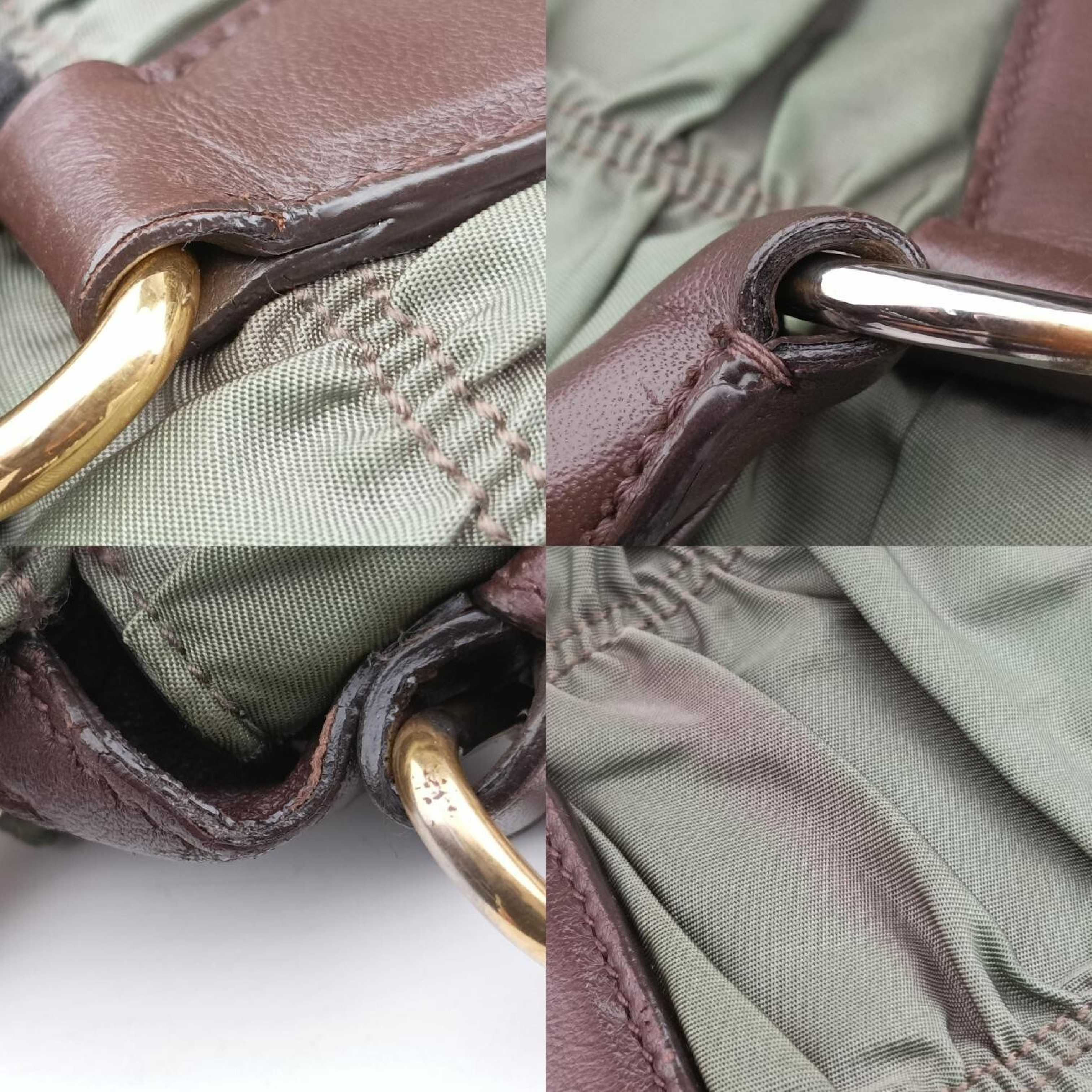 Gathered Green Nylon Shoulder Bag BN1935 31/B — view 9