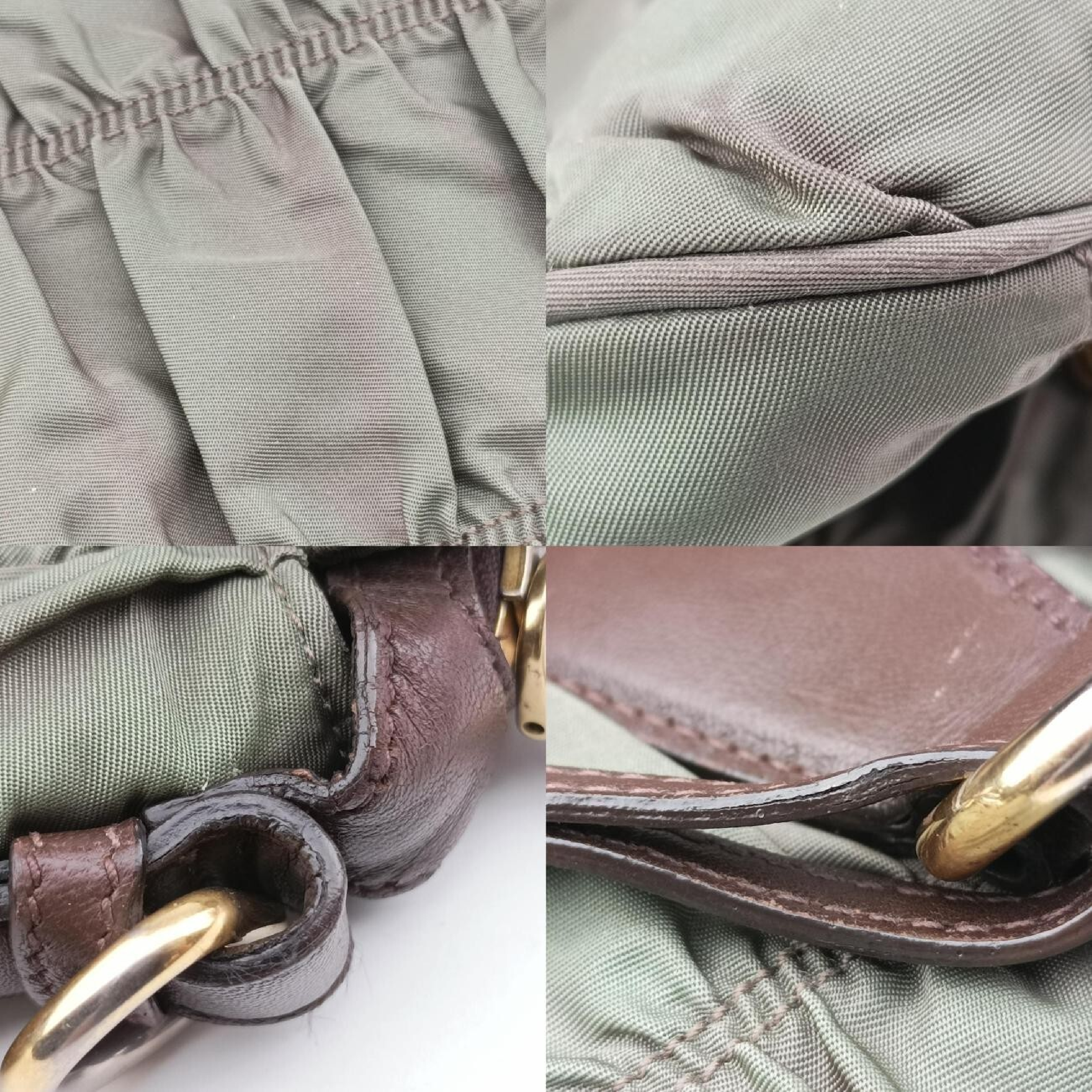 Gathered Green Nylon Shoulder Bag BN1935 31/B — view 10