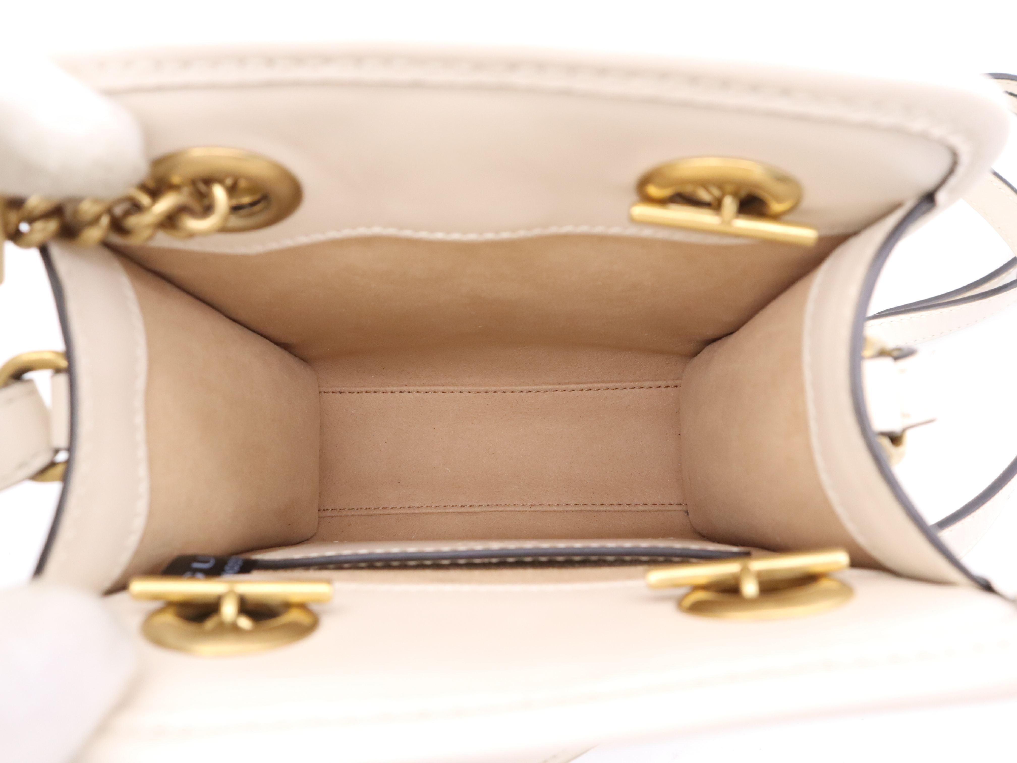 696123 GG Marmont Mini Bag, White, Gold Hardware, with Shoulder Strap, Dust Bag, and Box (Handbag) — view 11
