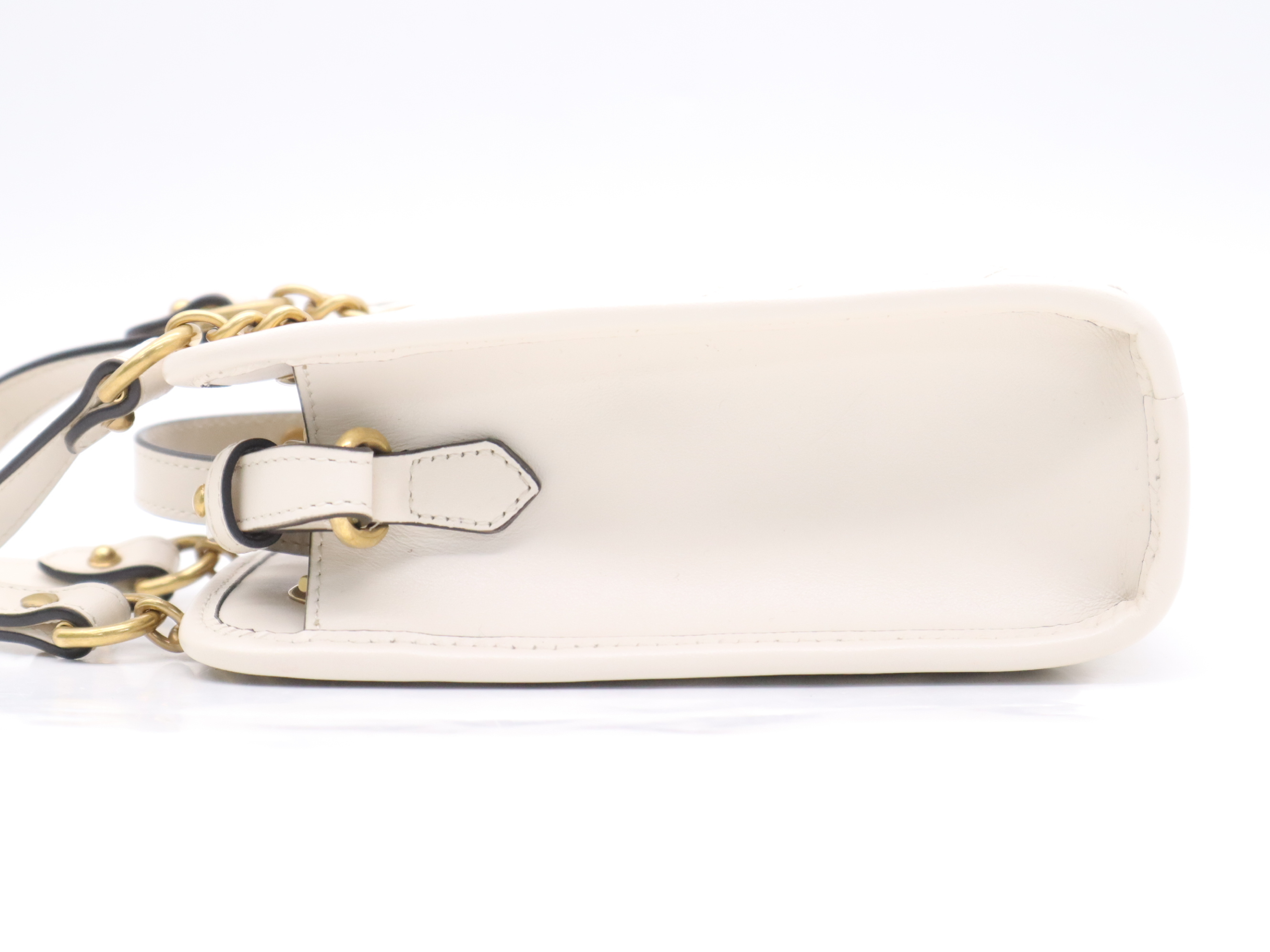 696123 GG Marmont Mini Bag, White, Gold Hardware, with Shoulder Strap, Dust Bag, and Box (Handbag) — view 3