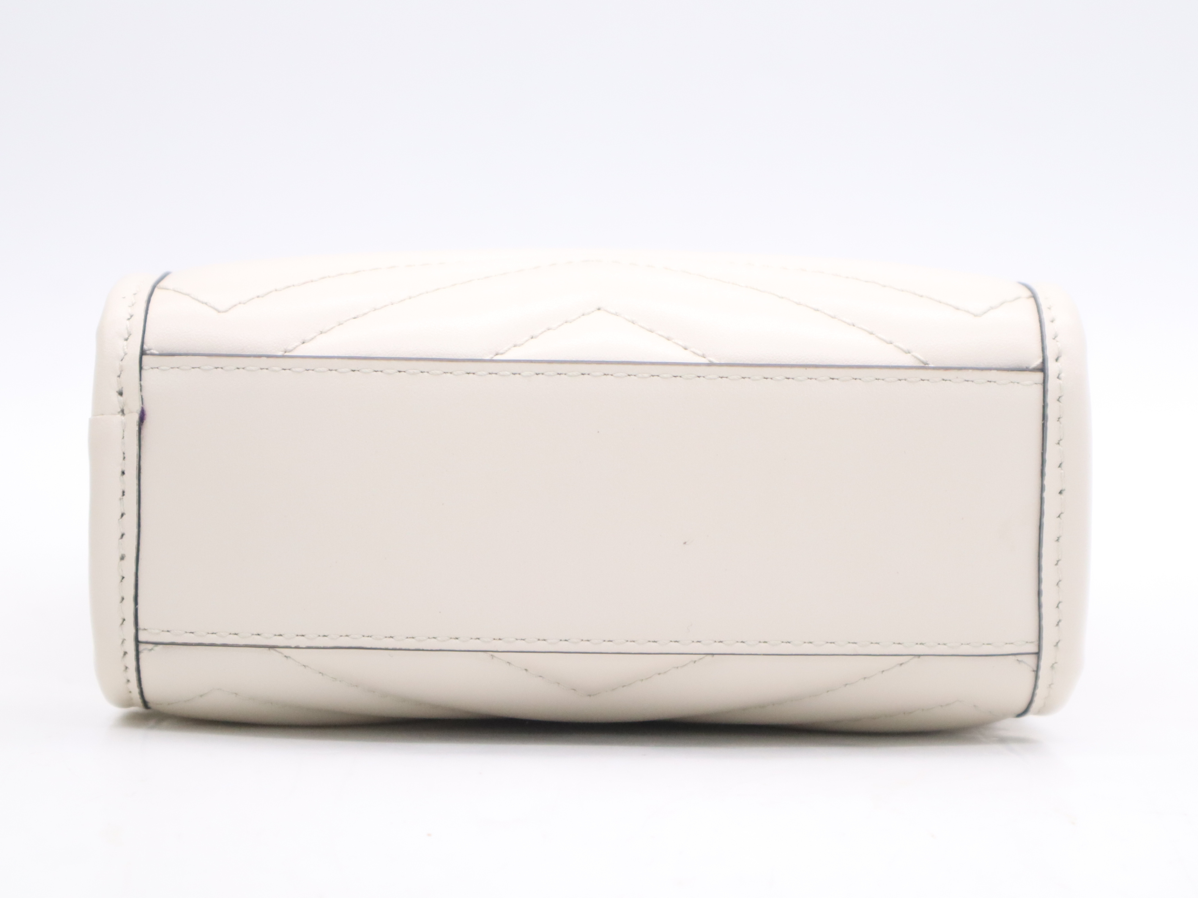 696123 GG Marmont Mini Bag, White, Gold Hardware, with Shoulder Strap, Dust Bag, and Box (Handbag) — view 4
