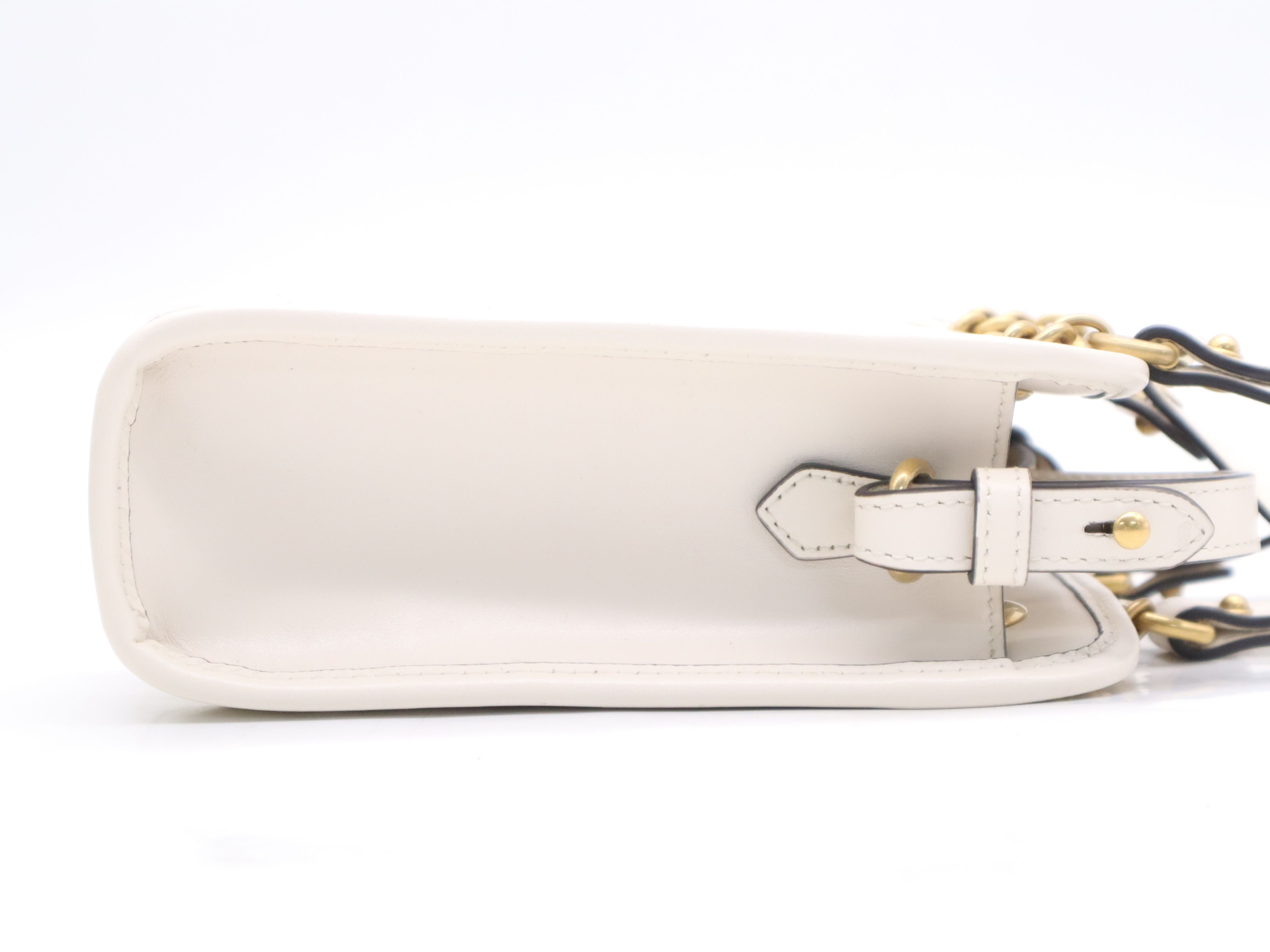 696123 GG Marmont Mini Bag, White, Gold Hardware, with Shoulder Strap, Dust Bag, and Box (Handbag) — view 5