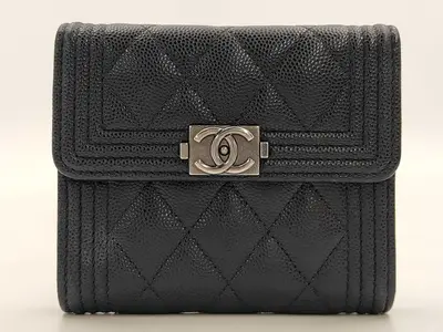 SLG BOY CAVIAR SKIN TRIFOLD COMPACT WALLET