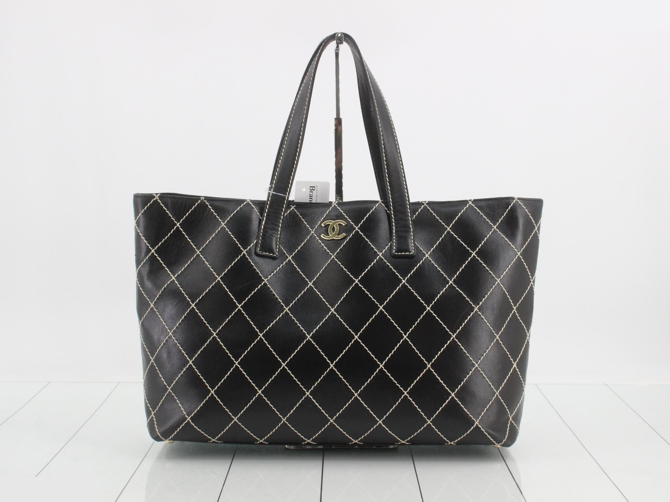 Wild Stitch Large Shopping Bag, Lambskin, Black, Item No. 7, Sticker Included
