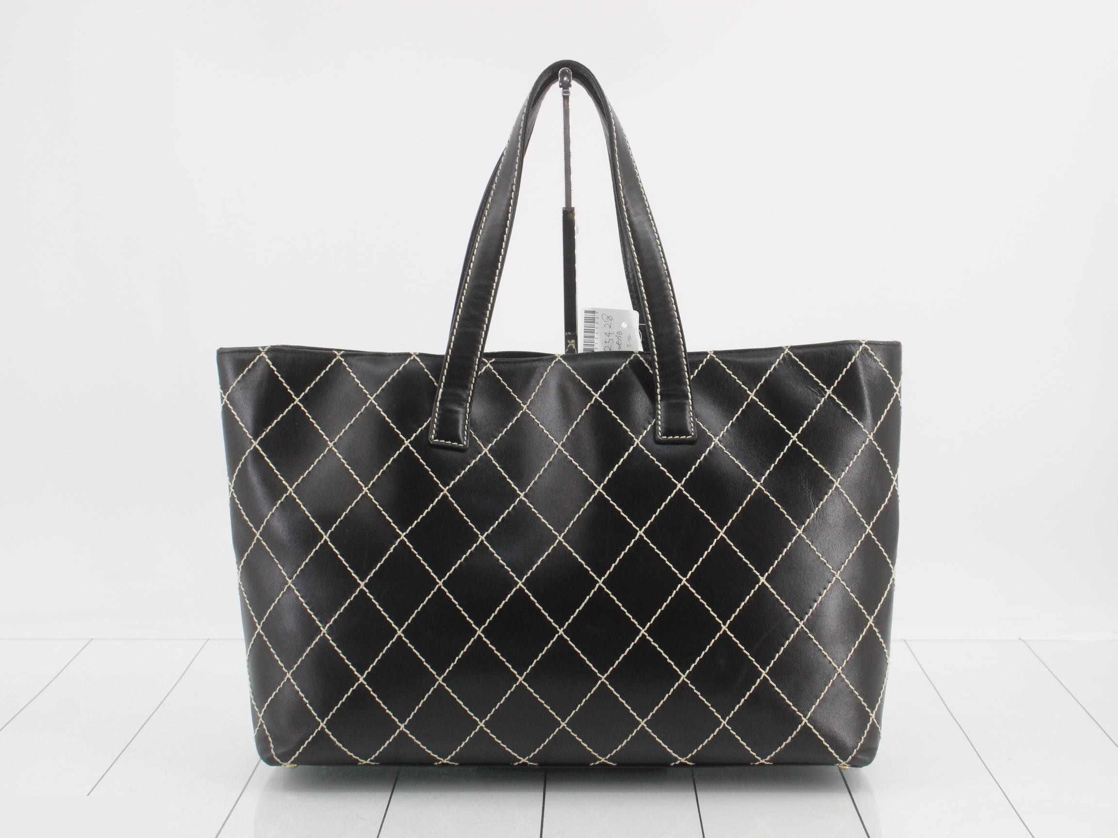Wild Stitch Large Shopping Bag, Lambskin, Black, Item No. 7, Sticker Included — view 2