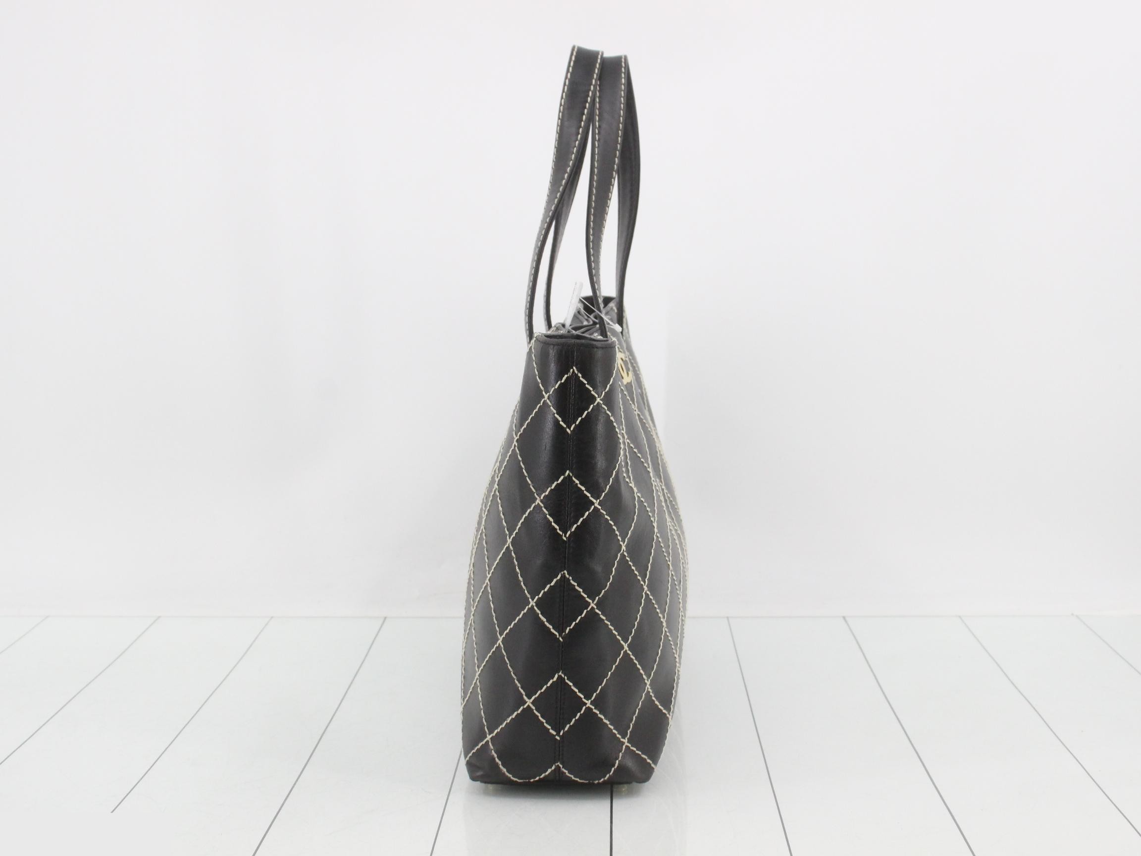 Wild Stitch Large Shopping Bag, Lambskin, Black, Item No. 7, Sticker Included — view 4