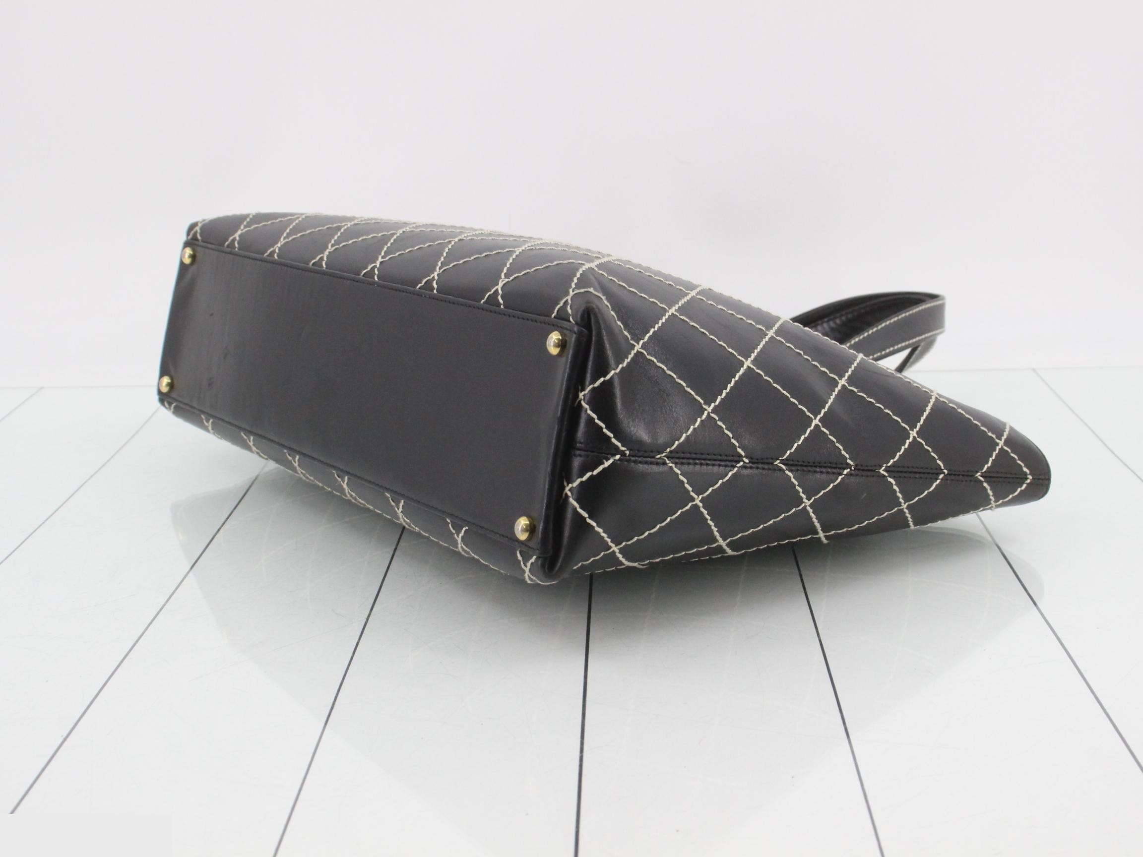 Wild Stitch Large Shopping Bag, Lambskin, Black, Item No. 7, Sticker Included — view 6