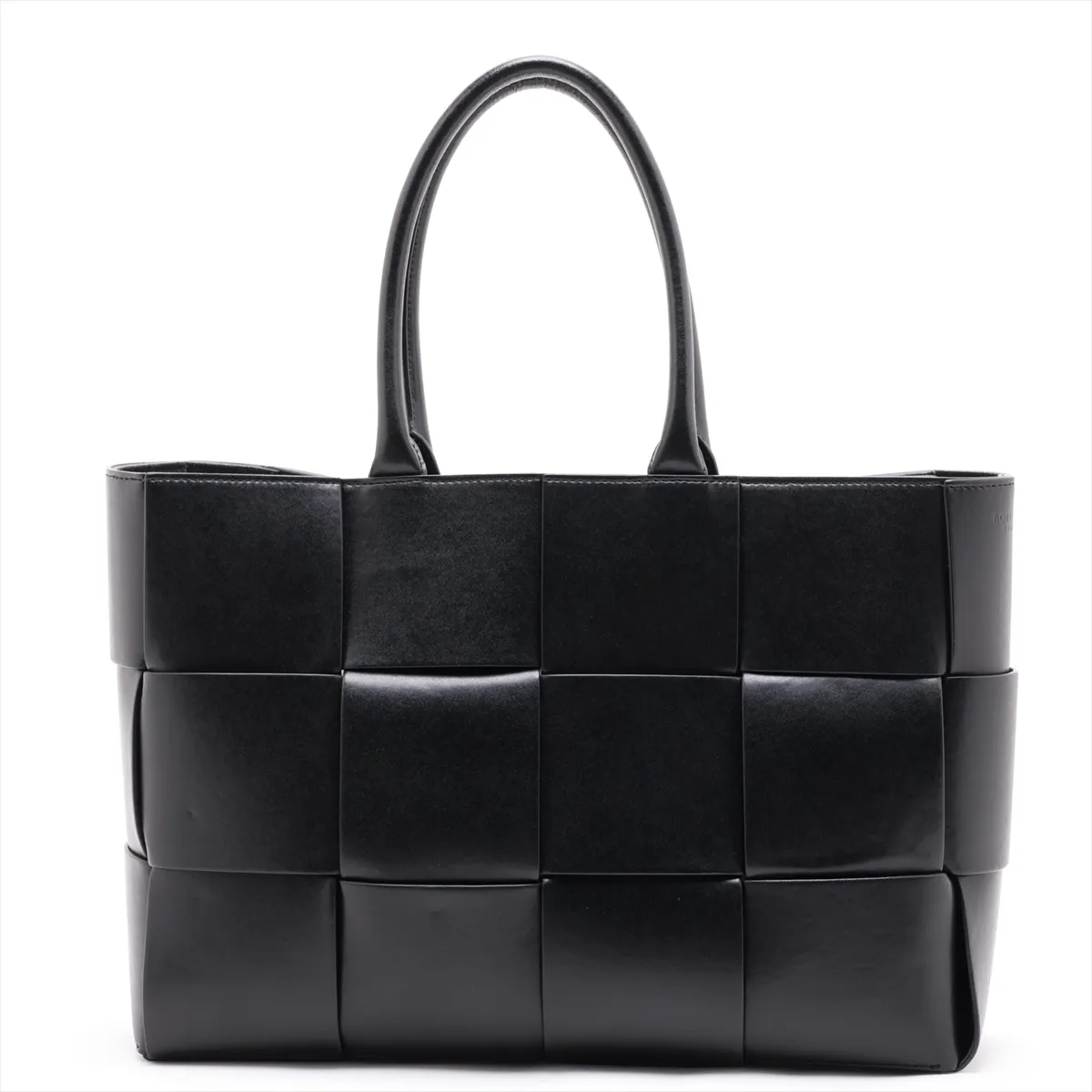 Maxi Intrecciato The Arco Tote Large Leather Tote Bag, Black — view 2