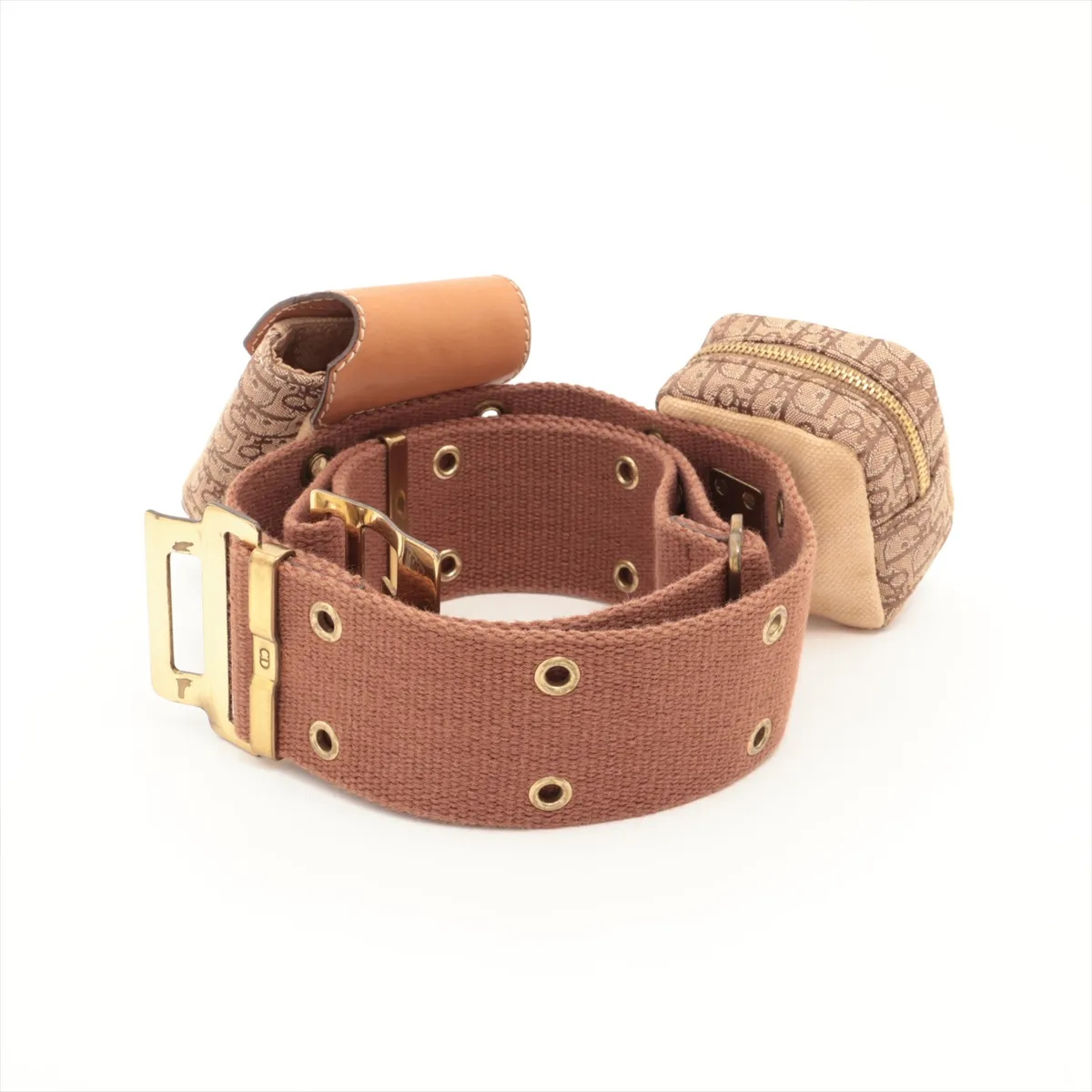 Trotter waist pouch, canvas and leather, brown and beige. Shows signs of wear, — view 2