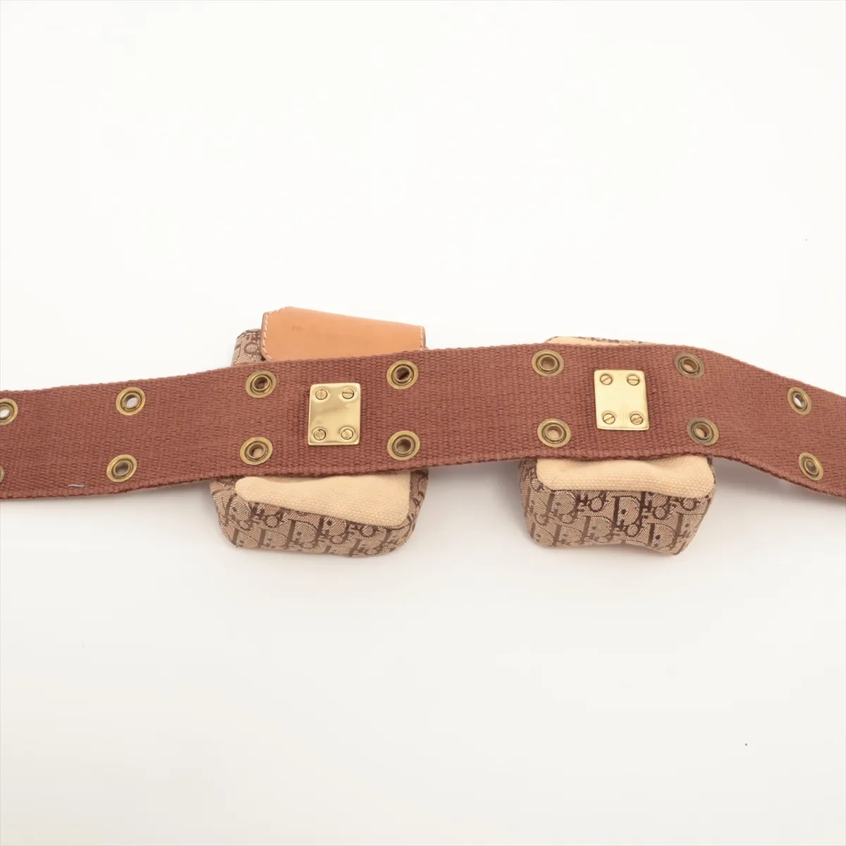 Trotter waist pouch, canvas and leather, brown and beige. Shows signs of wear, — view 5
