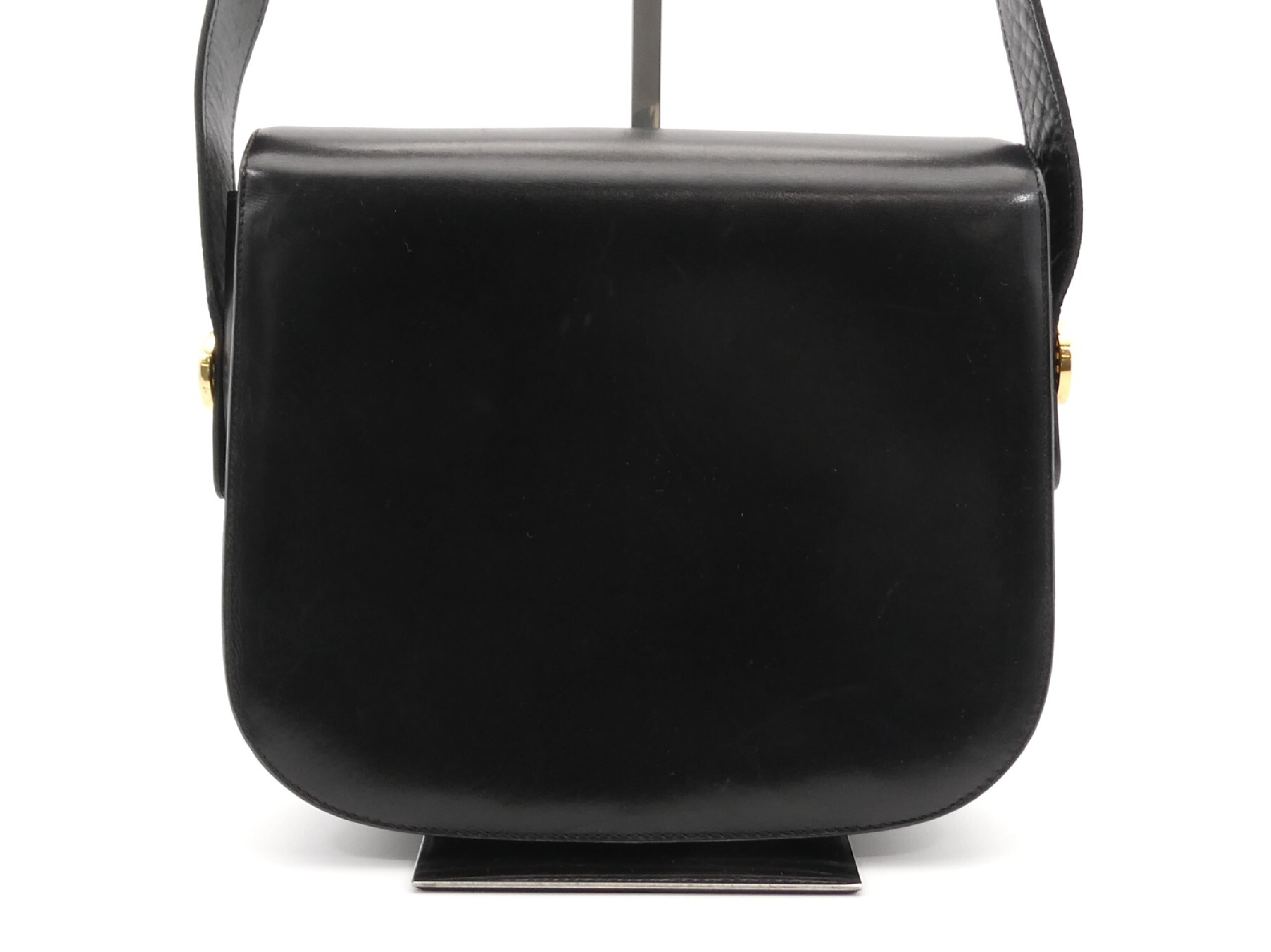 leather shoulder bag with carriage hardware — view 2
