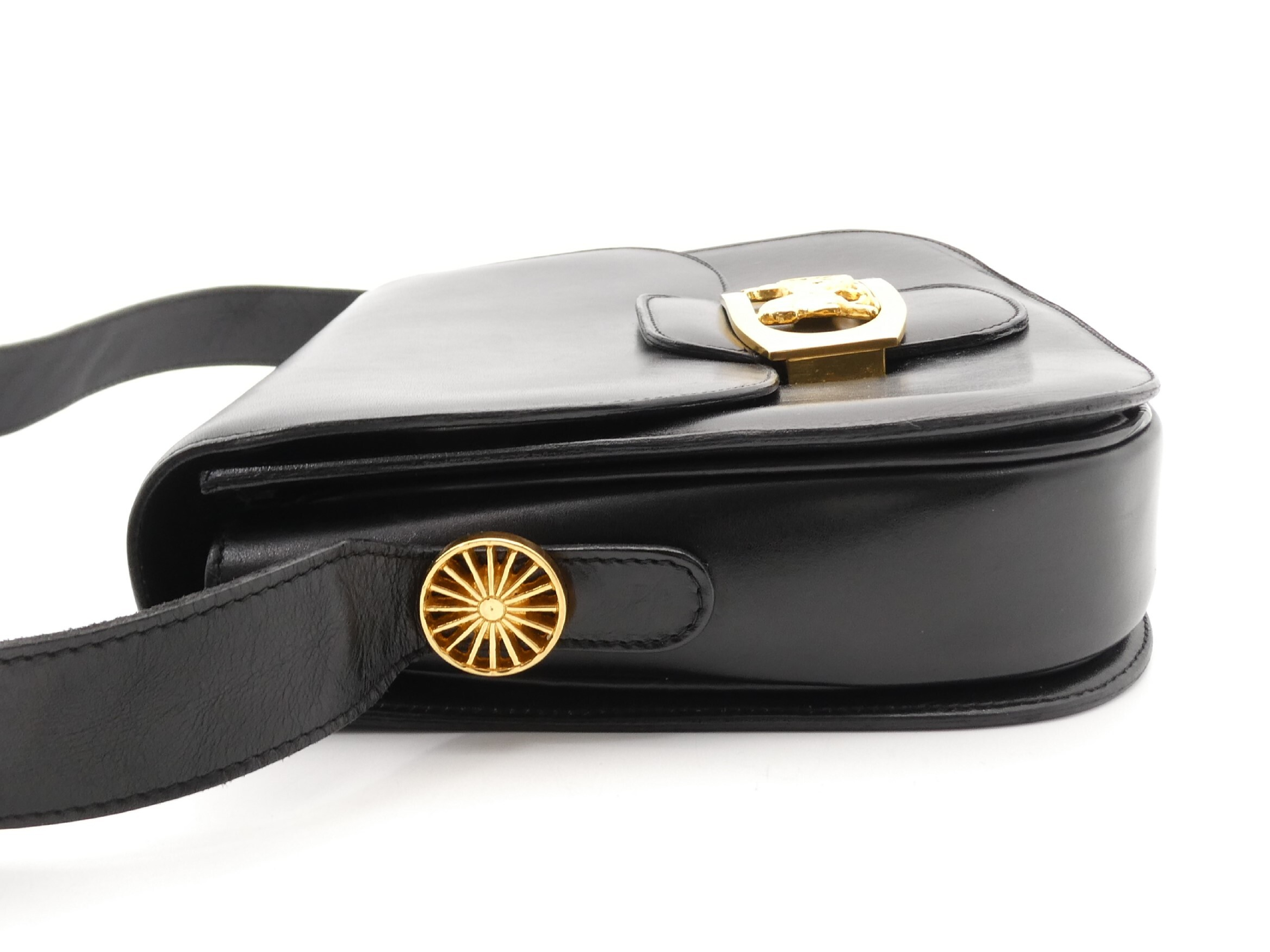leather shoulder bag with carriage hardware — view 3