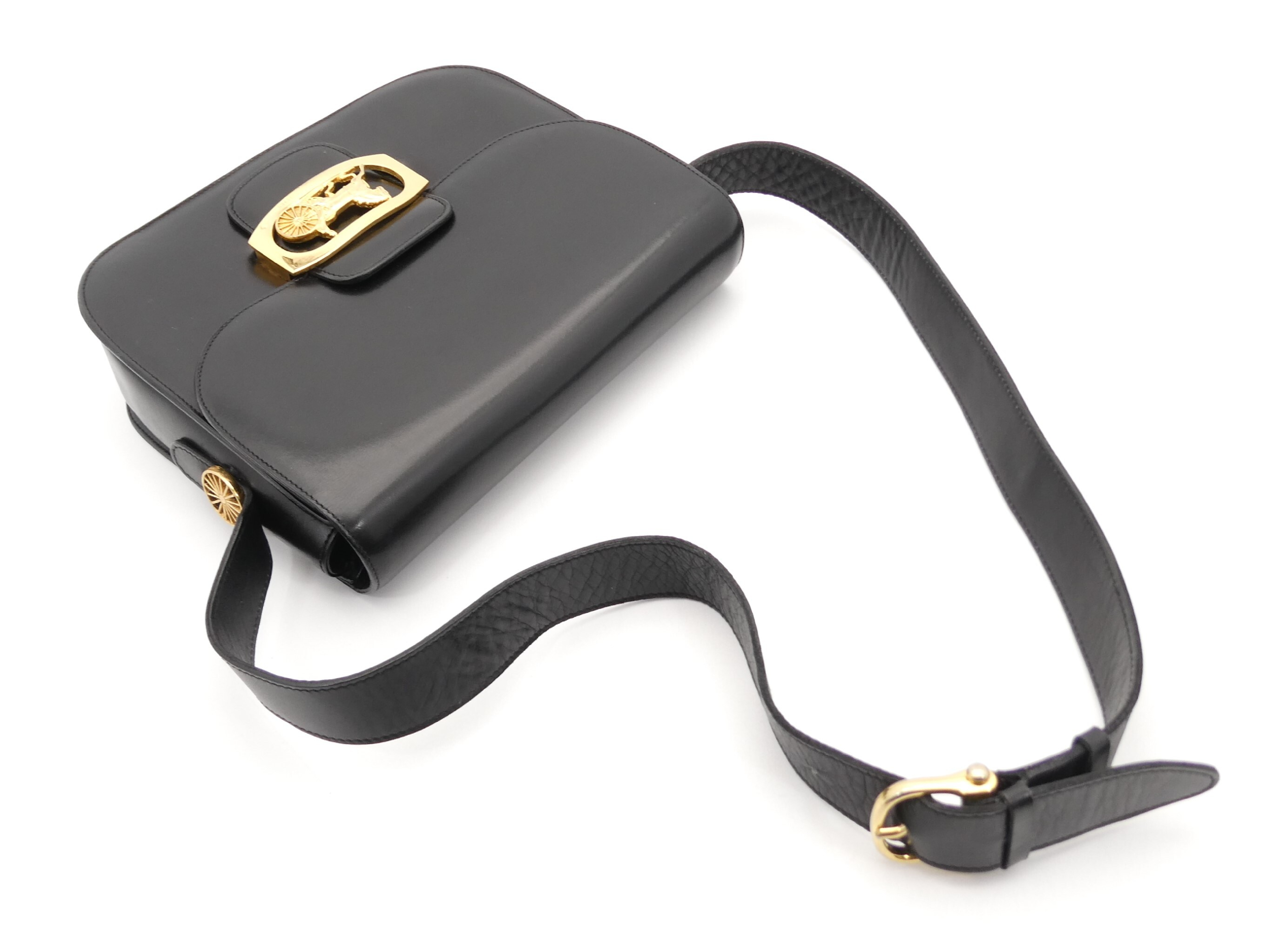 leather shoulder bag with carriage hardware — view 6