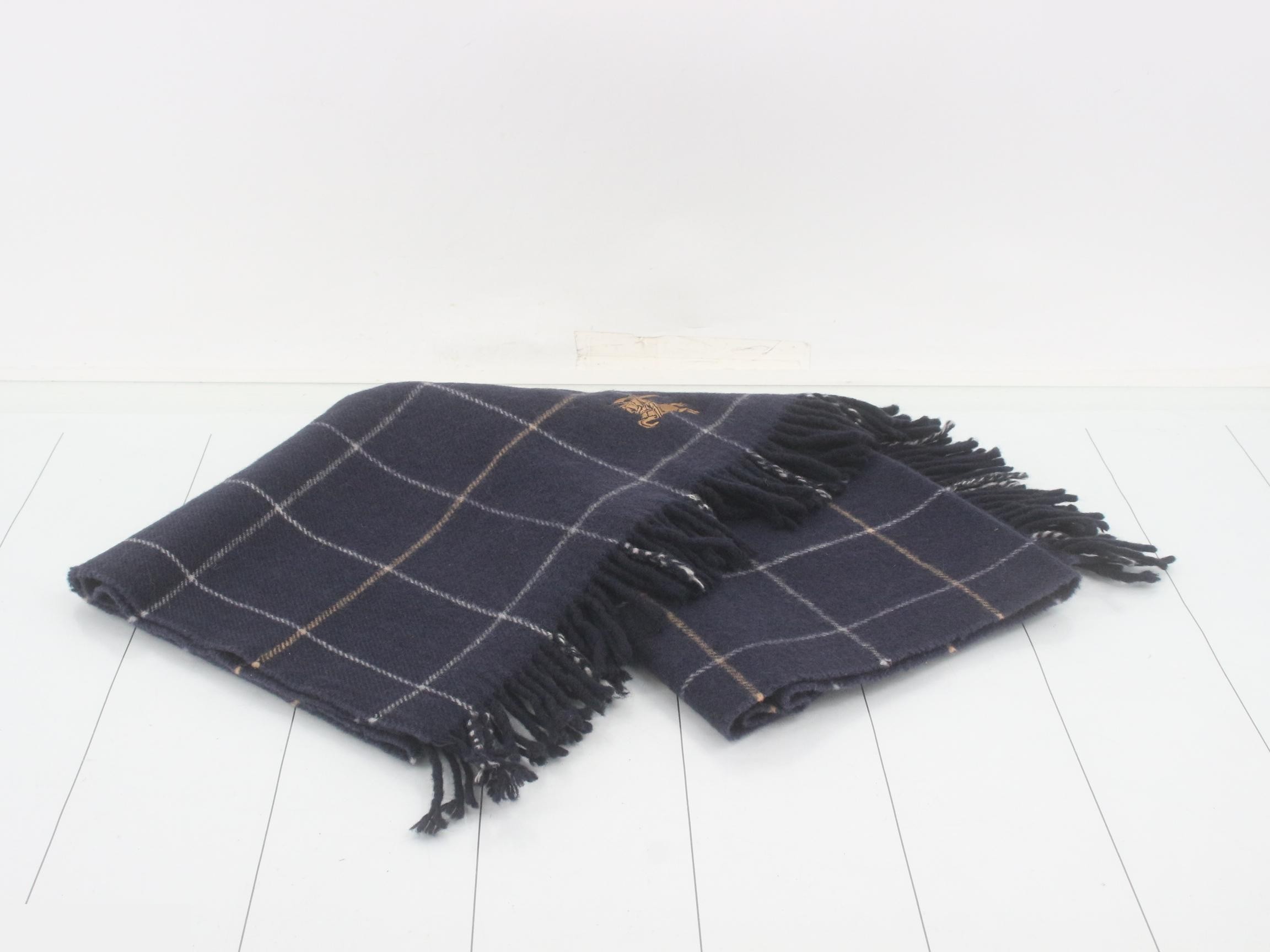 Nova Check lap blanket/shawl, navy — view 2