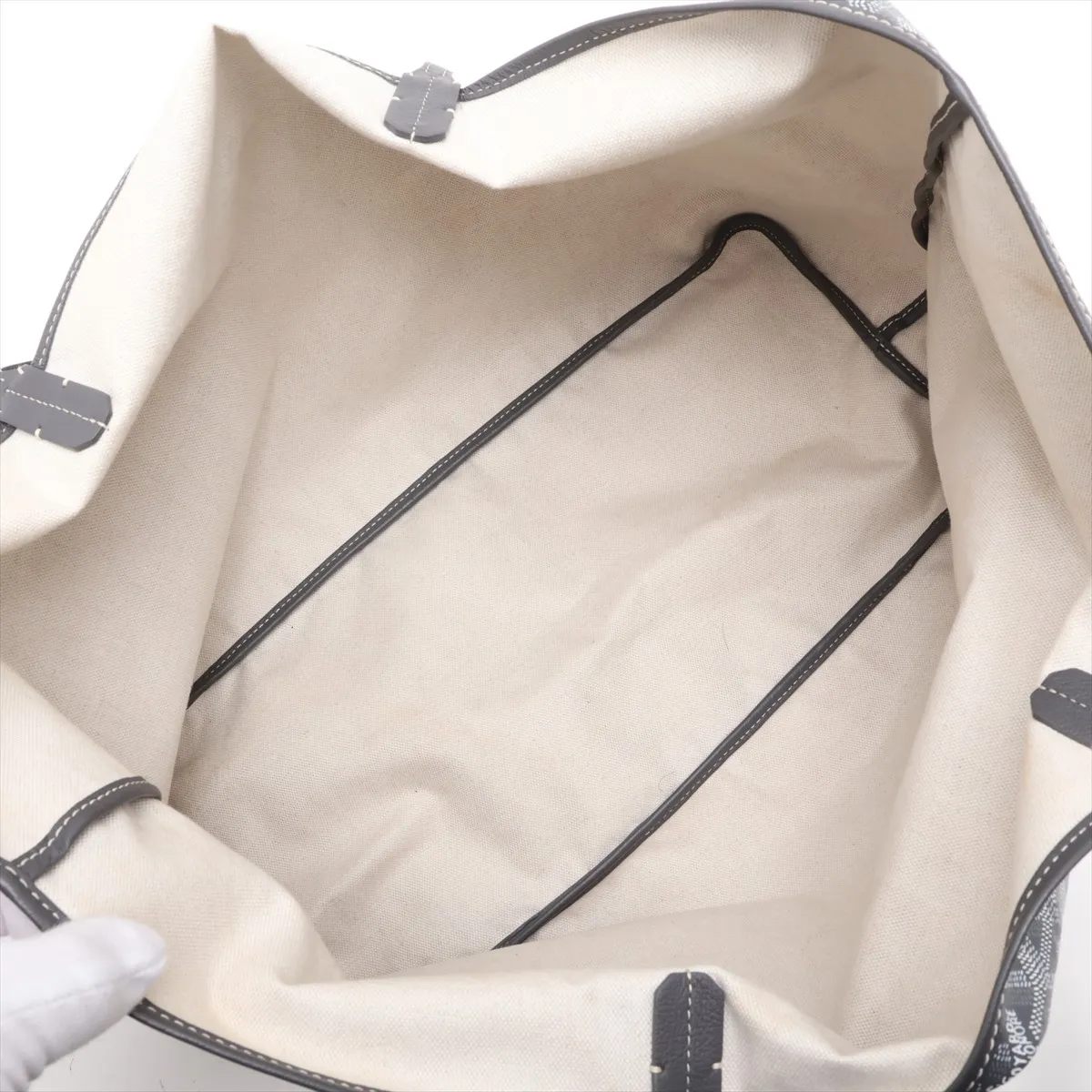 Saint Louis GM PVC x Leather Tote Bag, Gray — view 7