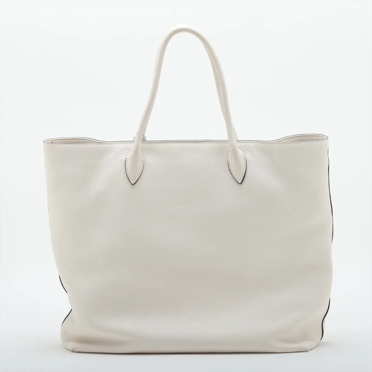 Vitello Daino Leather 2-Way Tote Bag, White — view 2