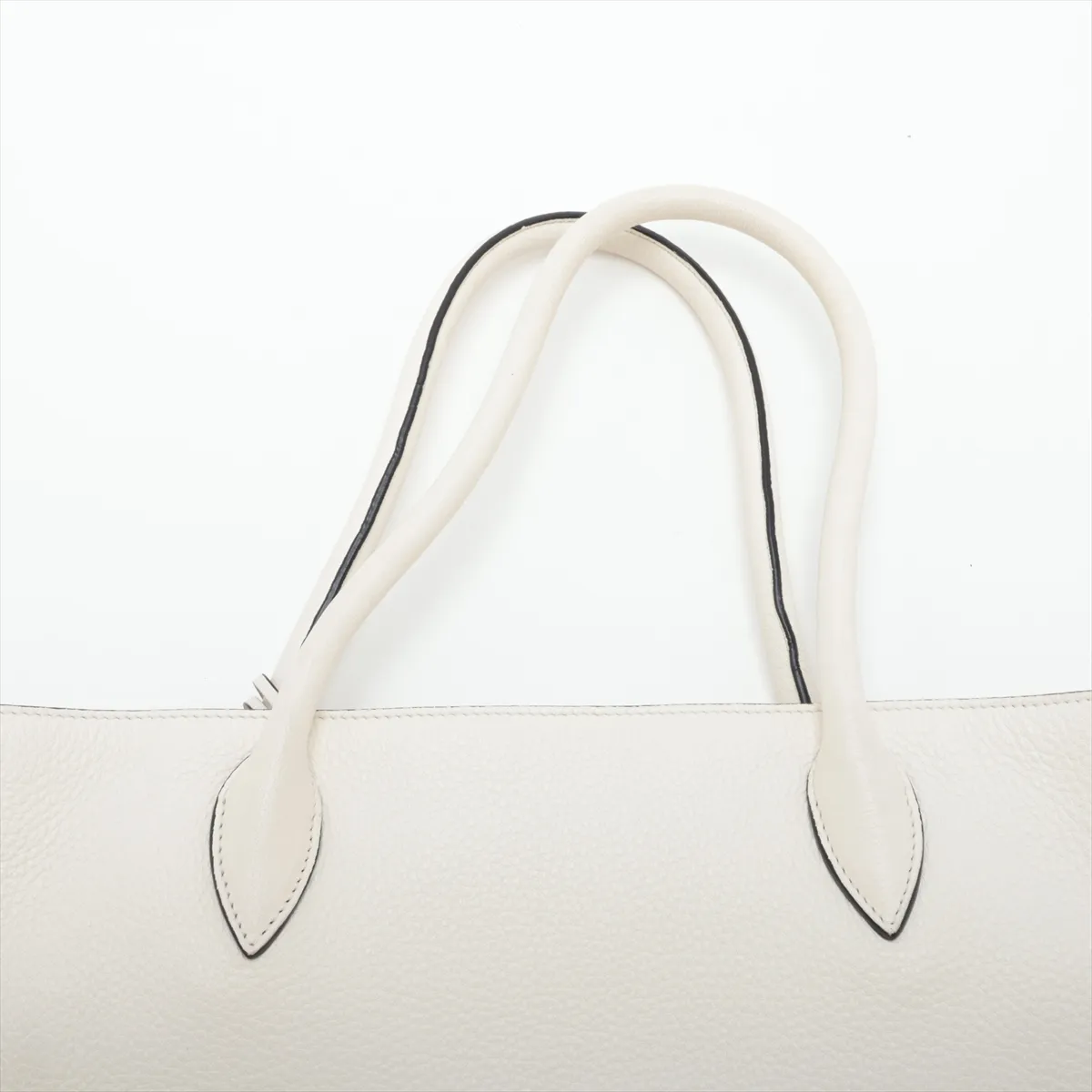 Vitello Daino Leather 2-Way Tote Bag, White — view 6