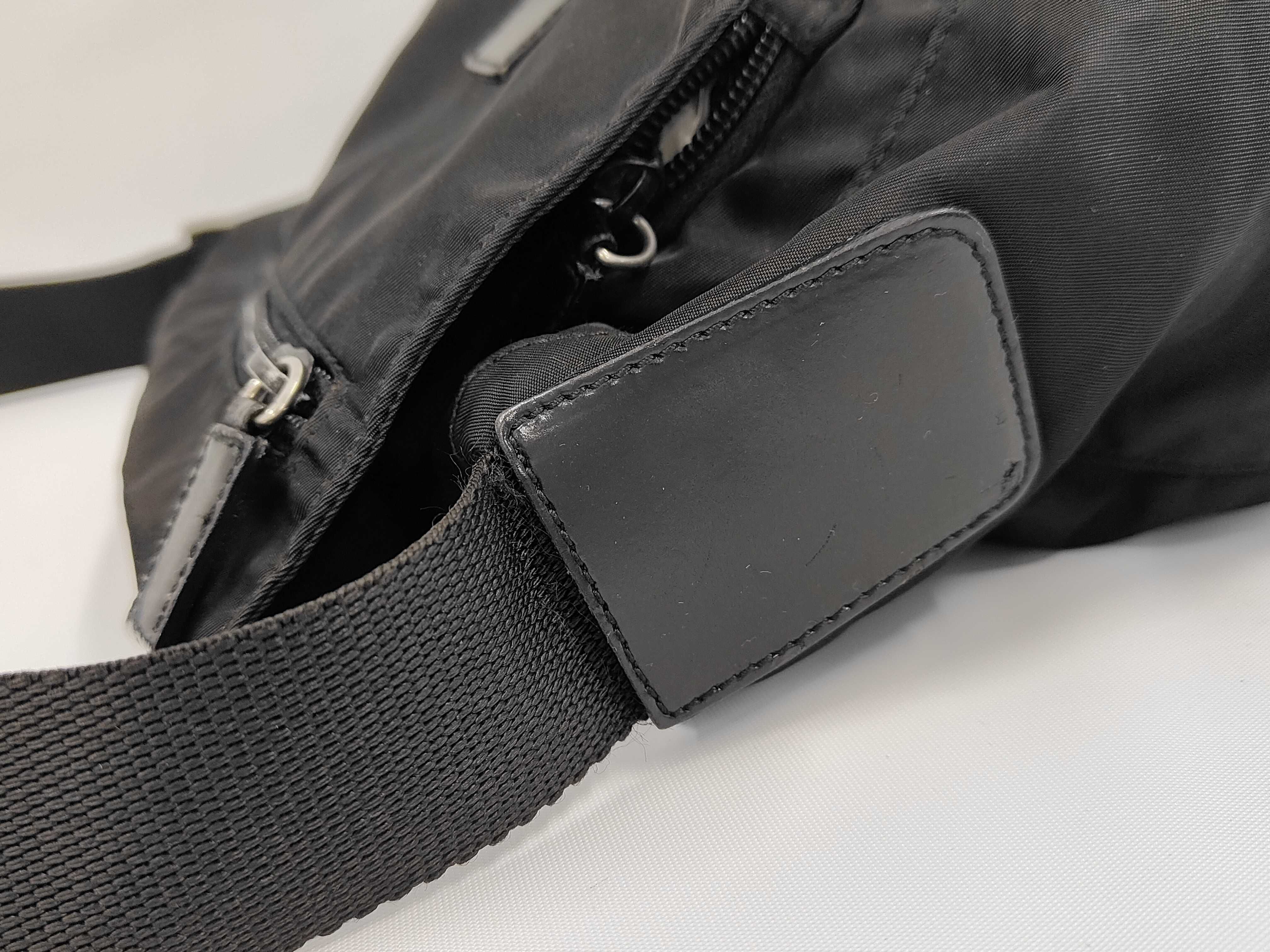 Triangle Logo Double Belt Tessuto Nylon Shoulder Bag — view 6